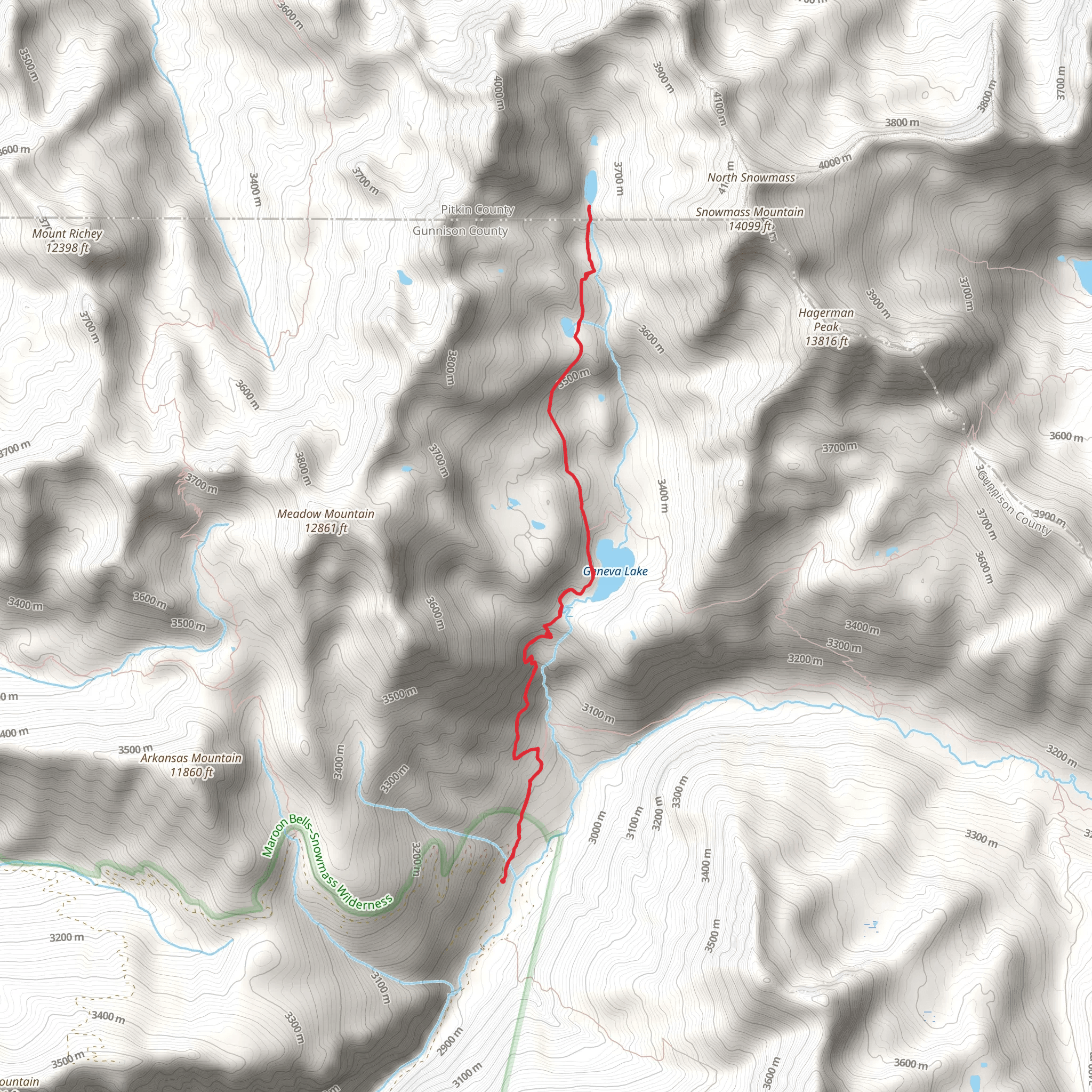 Siberia Lake via Geneva Lake Trail mobile static map