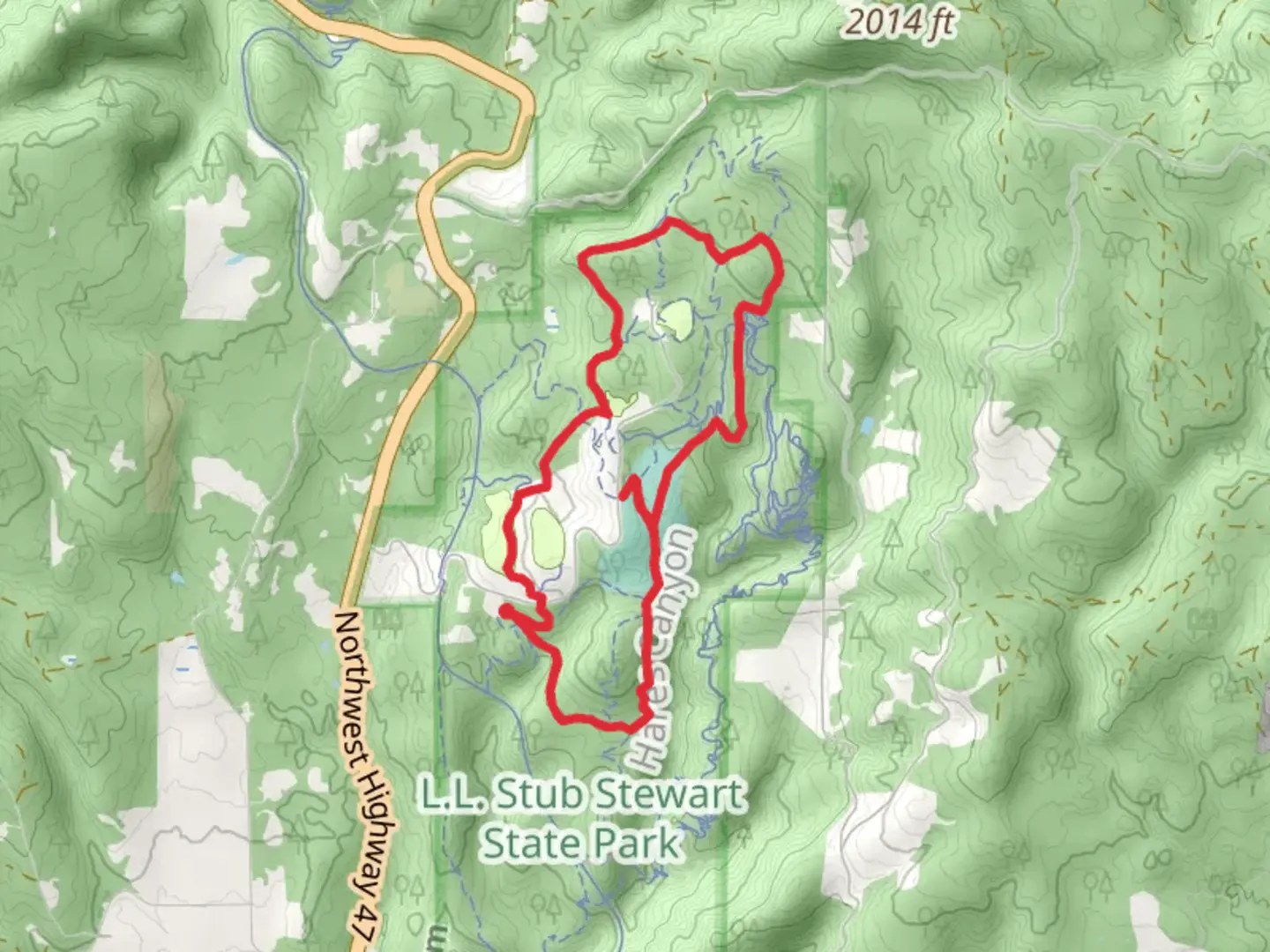 An image depicting the trail Brooke Creek, Hares Canyon and Barberchair Loop Trail and its surrounding area.