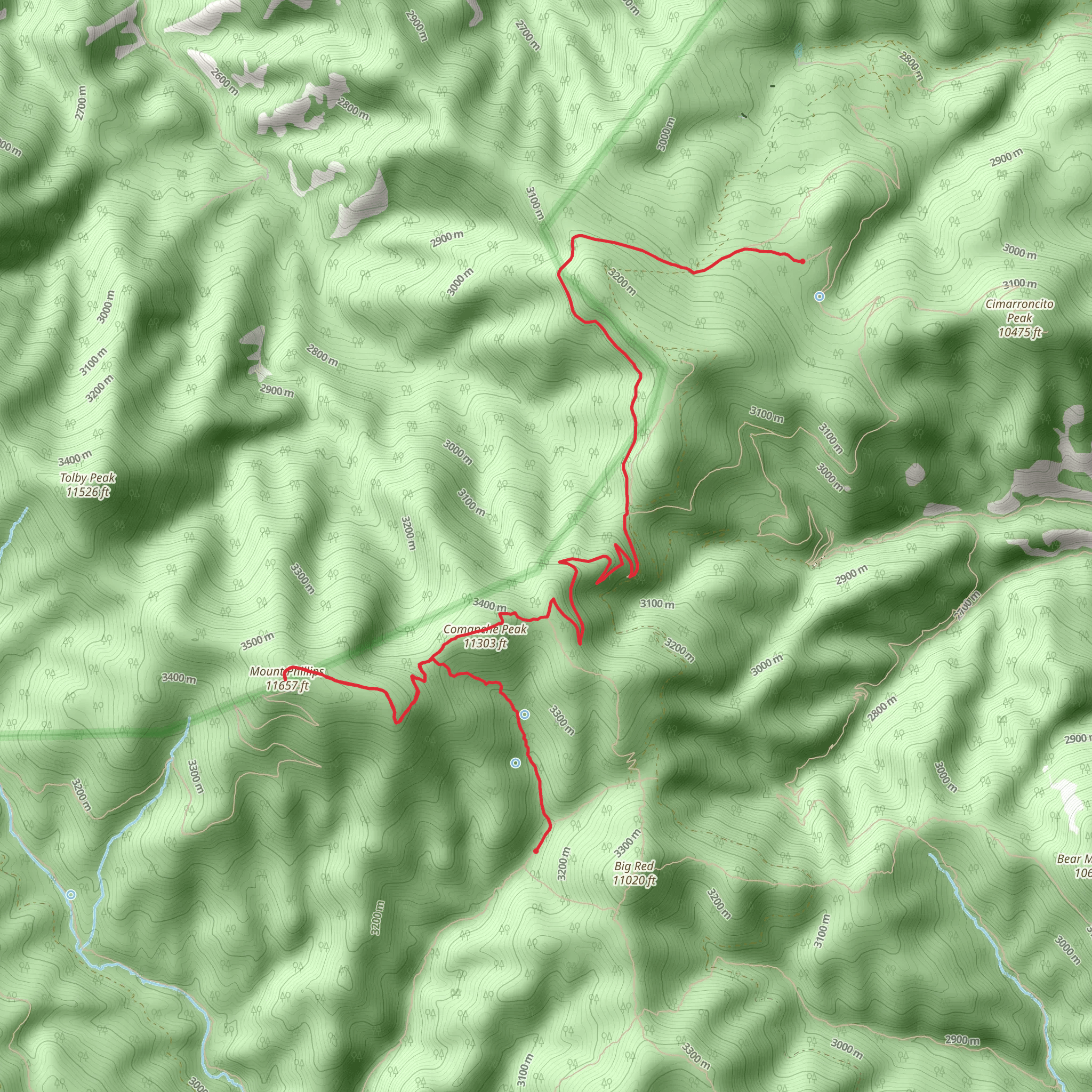 Whistle Punk Camp, Mount Philips and Red Hills Camp mobile static map
