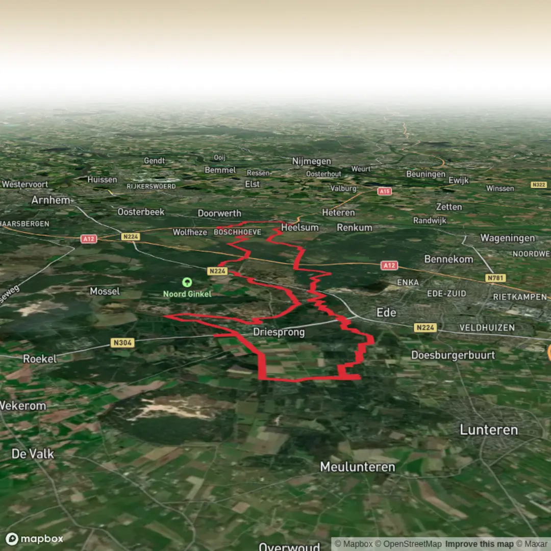 An image depicting the trail Doorwerthsche Heide, Ederheide and De Sysselt Loop and its surrounding area.