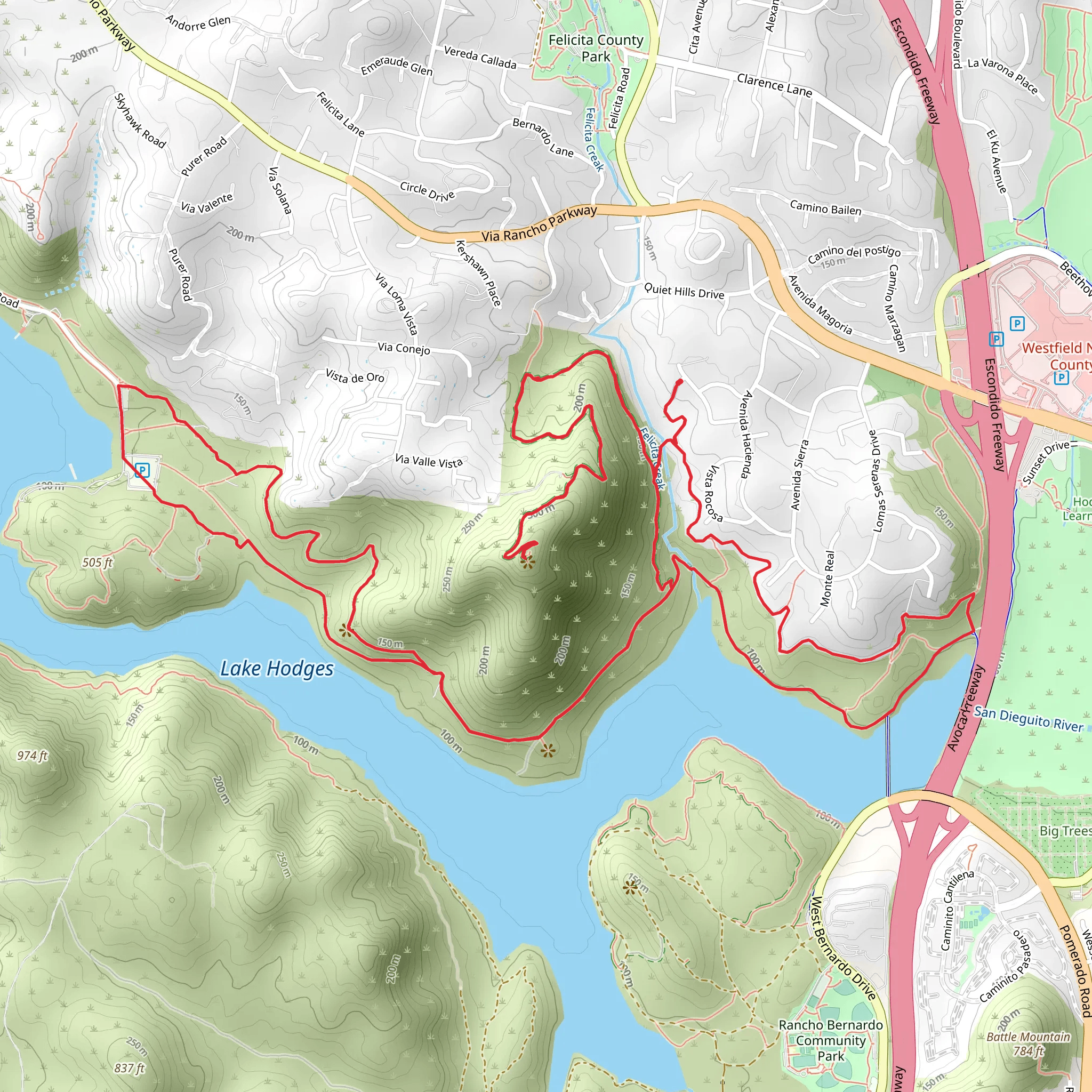 Bernardo Mountain via Bernardo Mountain Summit Trail and Coast to Crest Trail mobile static map