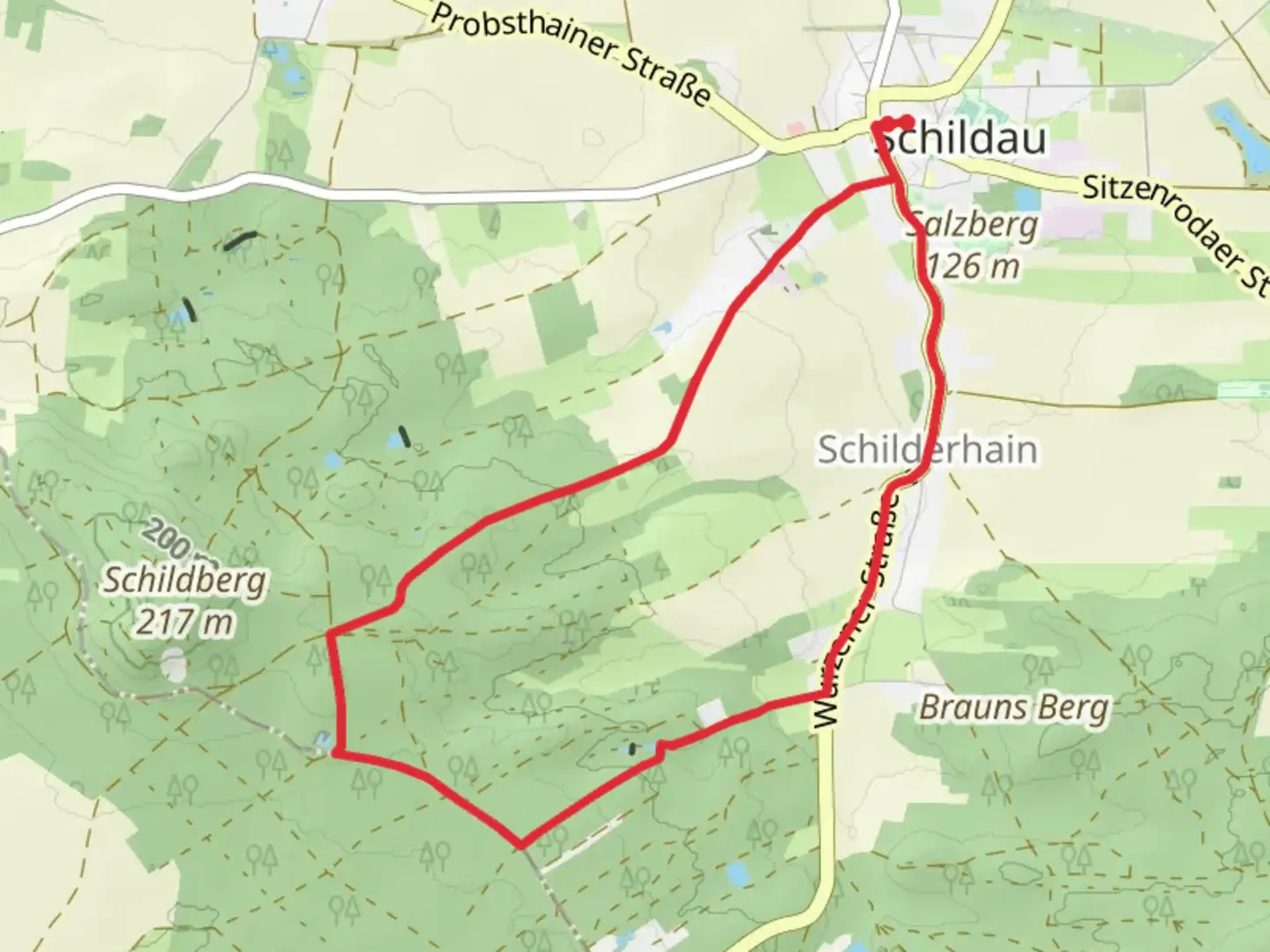 An image depicting the trail Rundweg Schildau and its surrounding area.