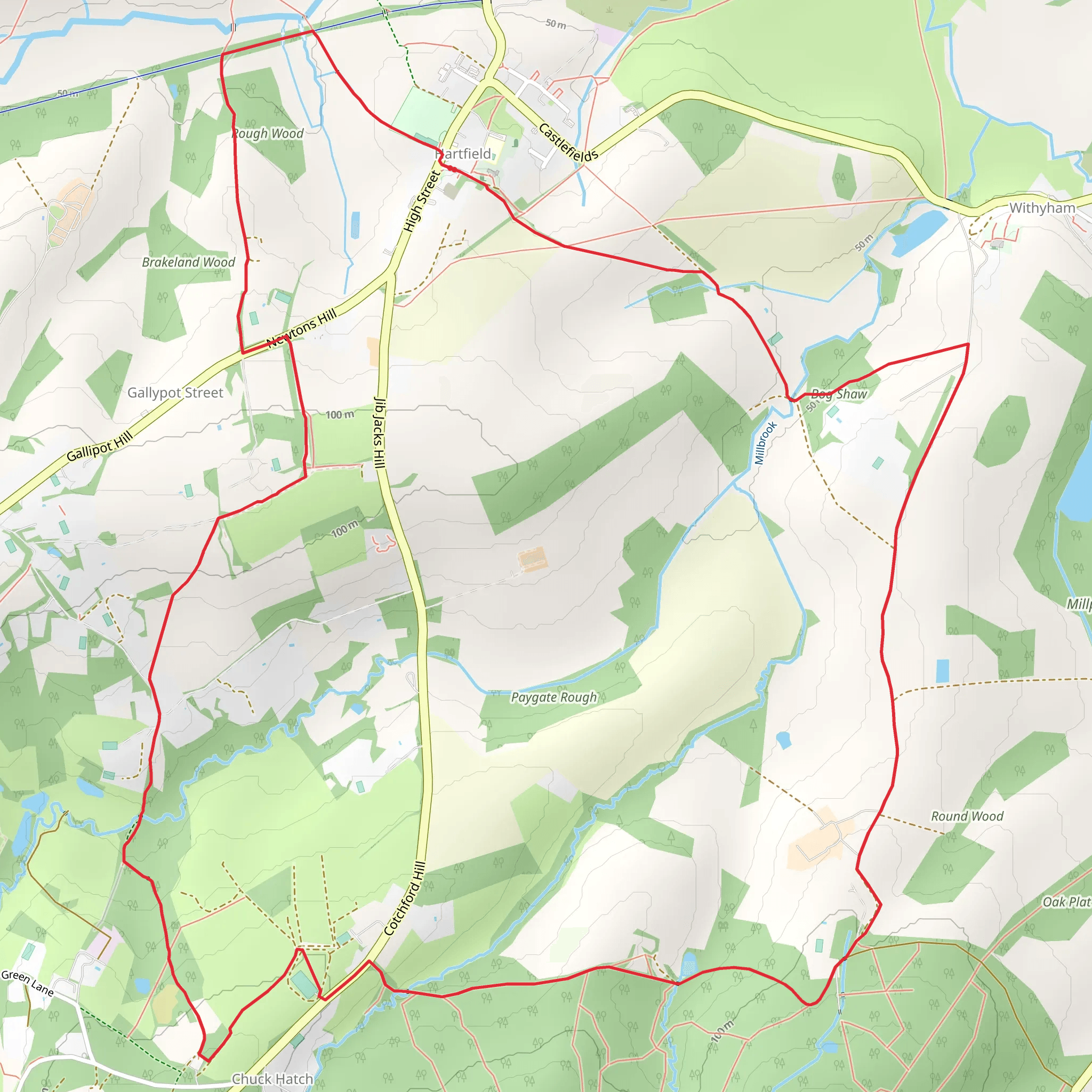 Newton Hill and Posingford Wood Loop mobile static map