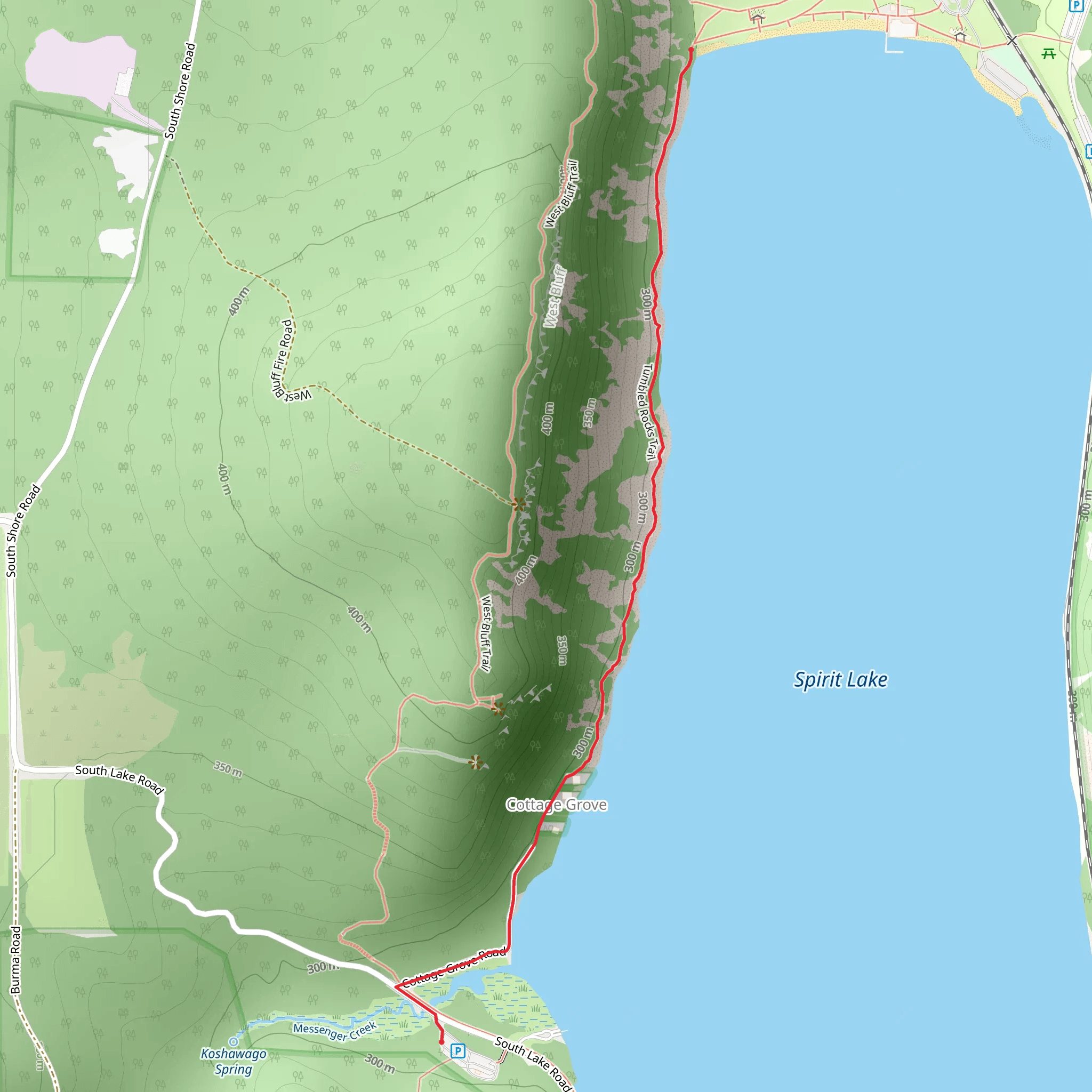 Tumbled Rocks Trail - Spirit Lake mobile static map