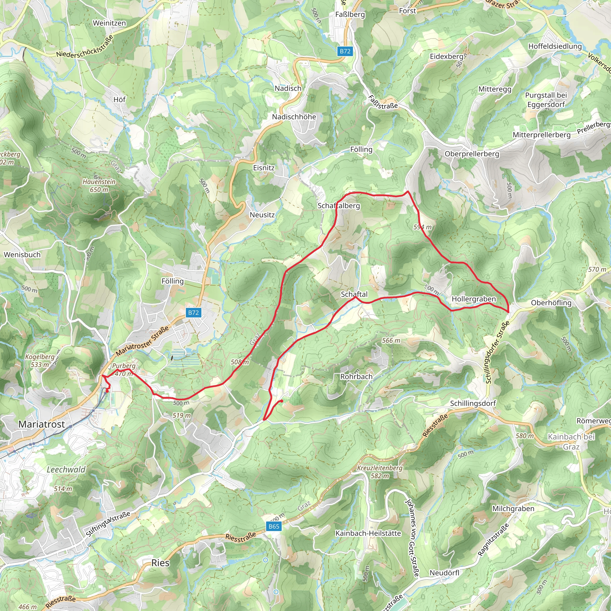 Schaftal to Stiftingtal Valley mobile static map