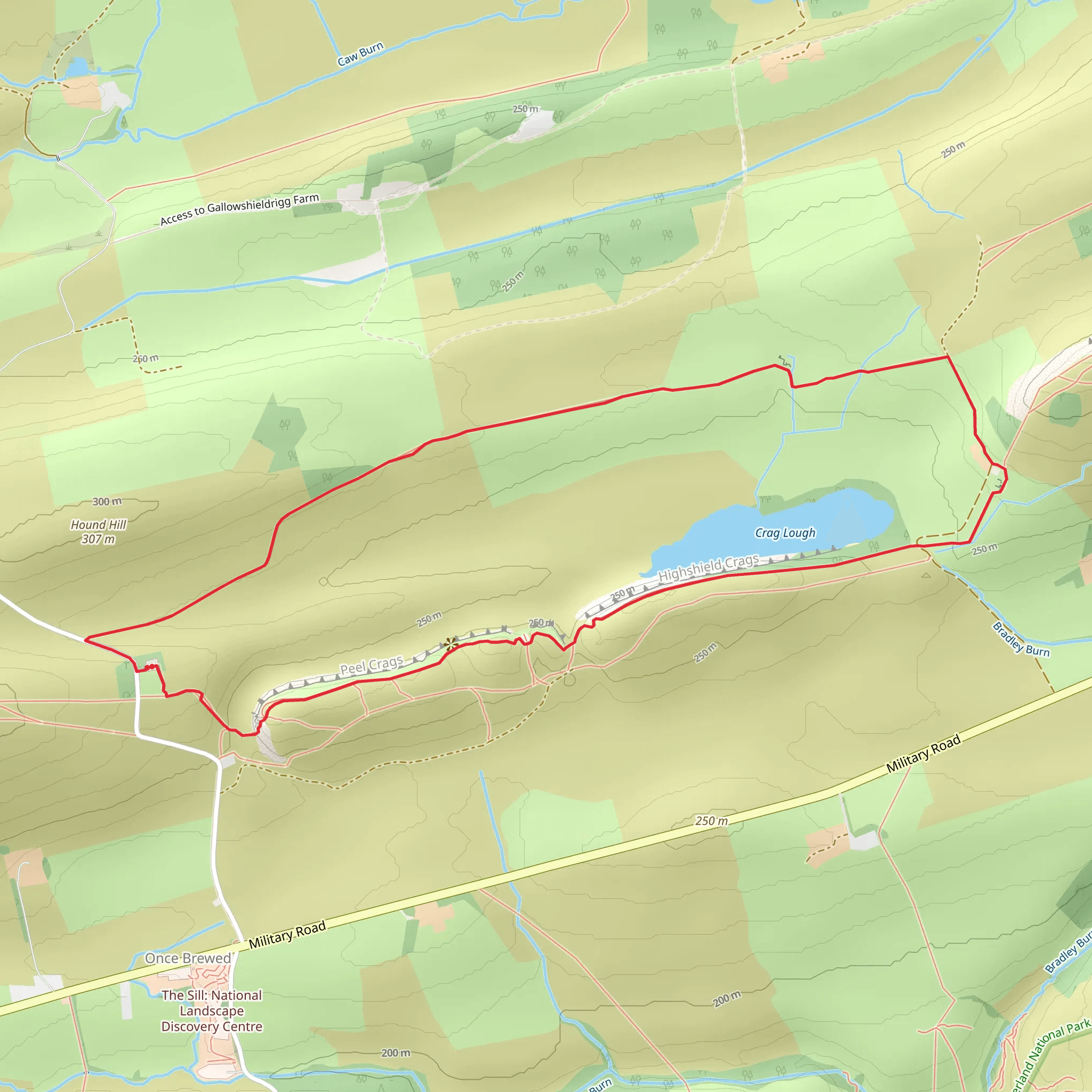 Steel Rigg and Crag Lough Walk mobile static map