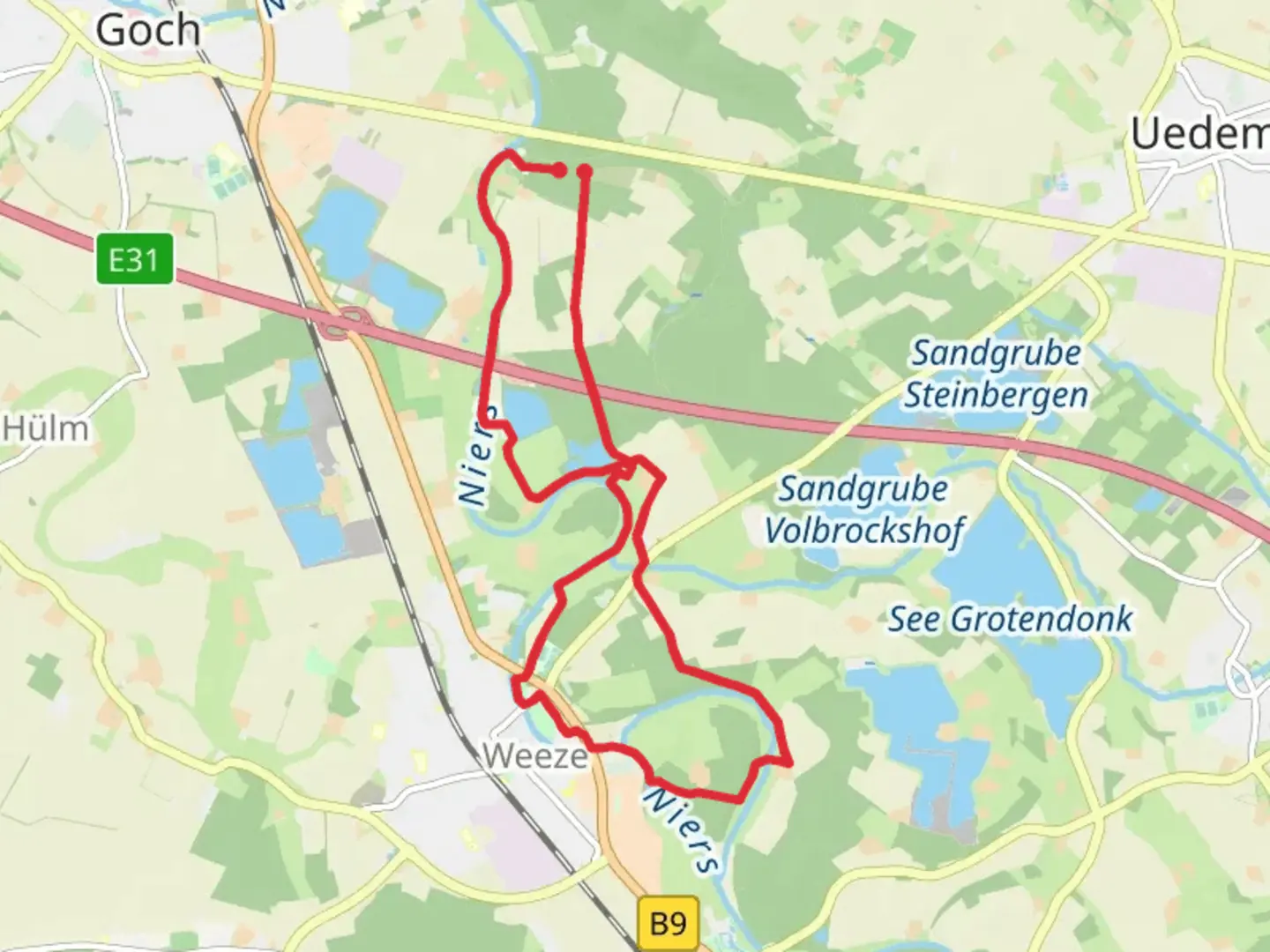 An image depicting the trail Kalbeck and Weeze Loop and its surrounding area.