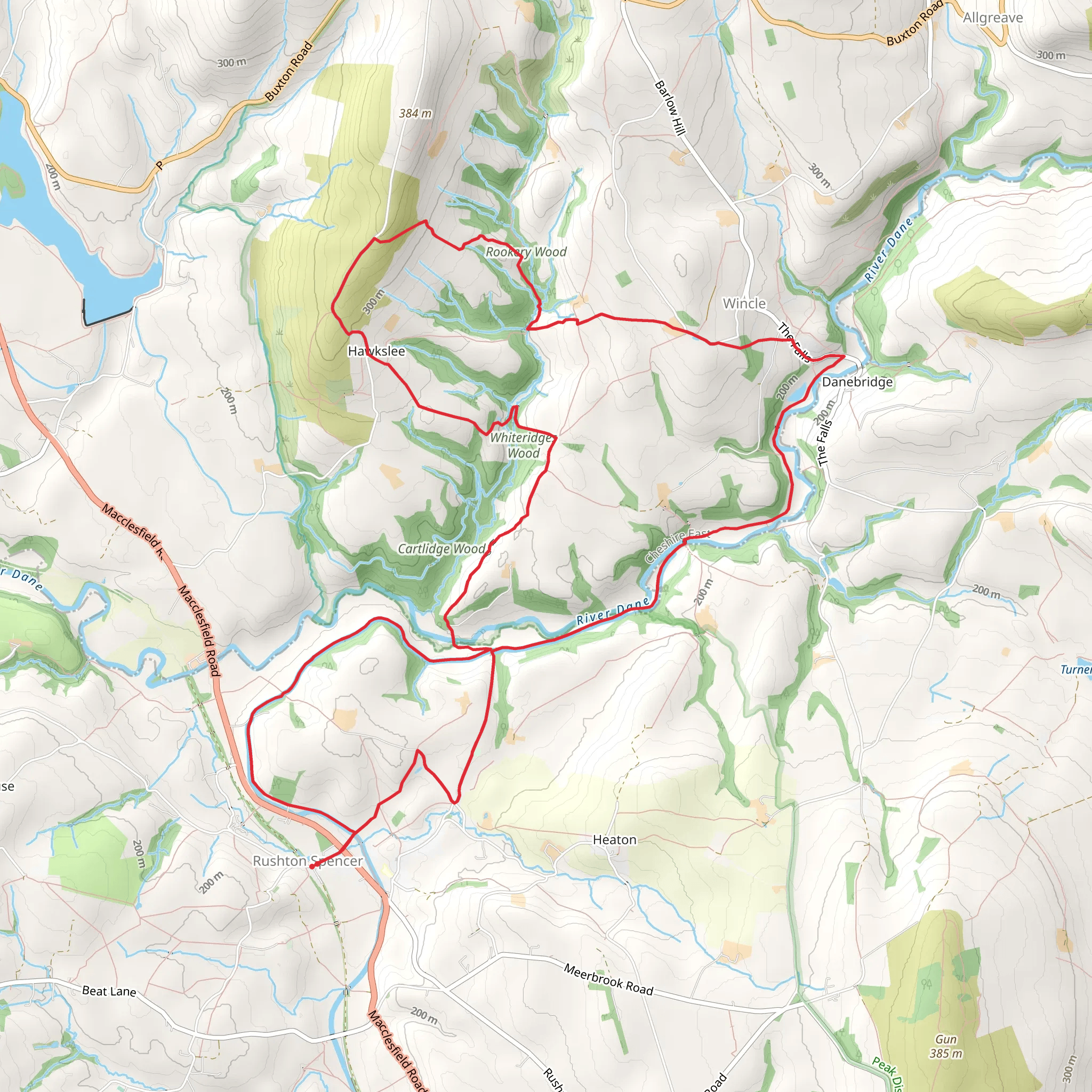 Dane Valley and Wincle from Rushton Spencer mobile static map