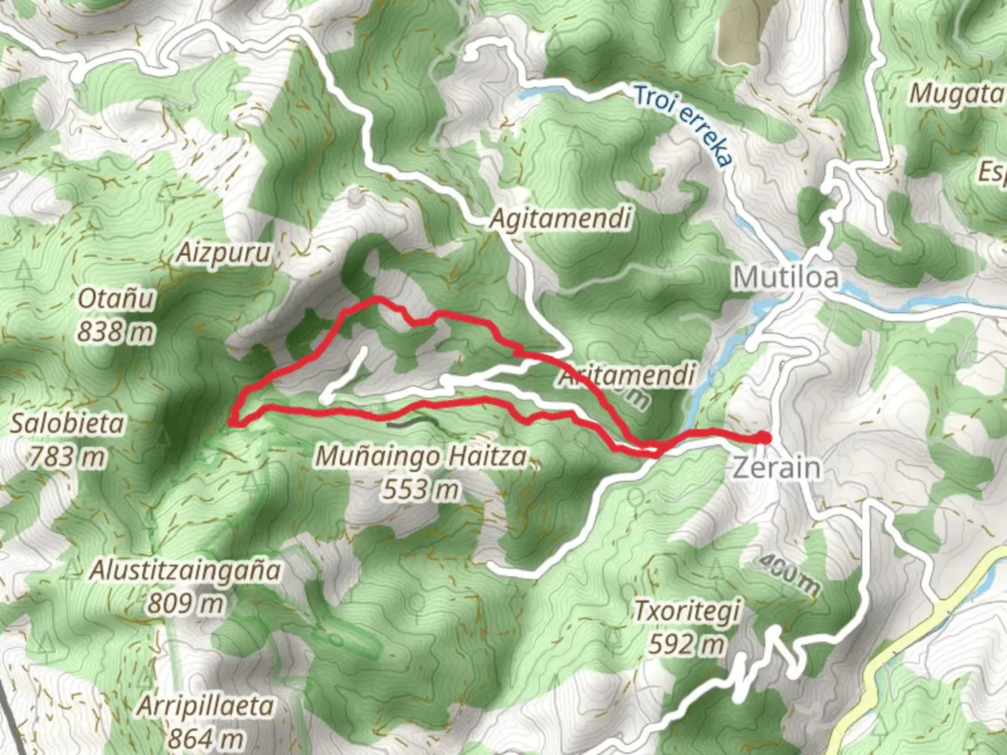 An image depicting the trail To the Mines of Aizpea SL GI 36 and its surrounding area.