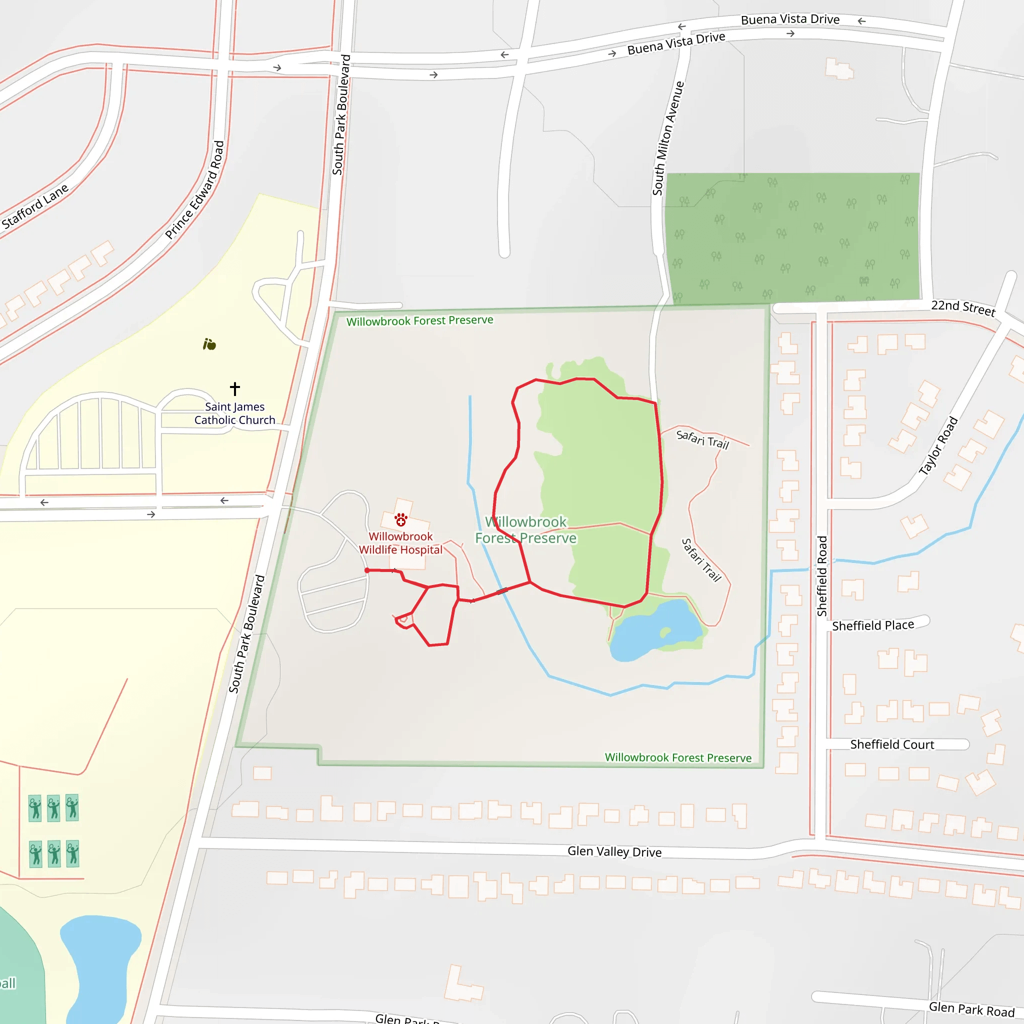 Willowbrook Forest Preserve Loop mobile static map