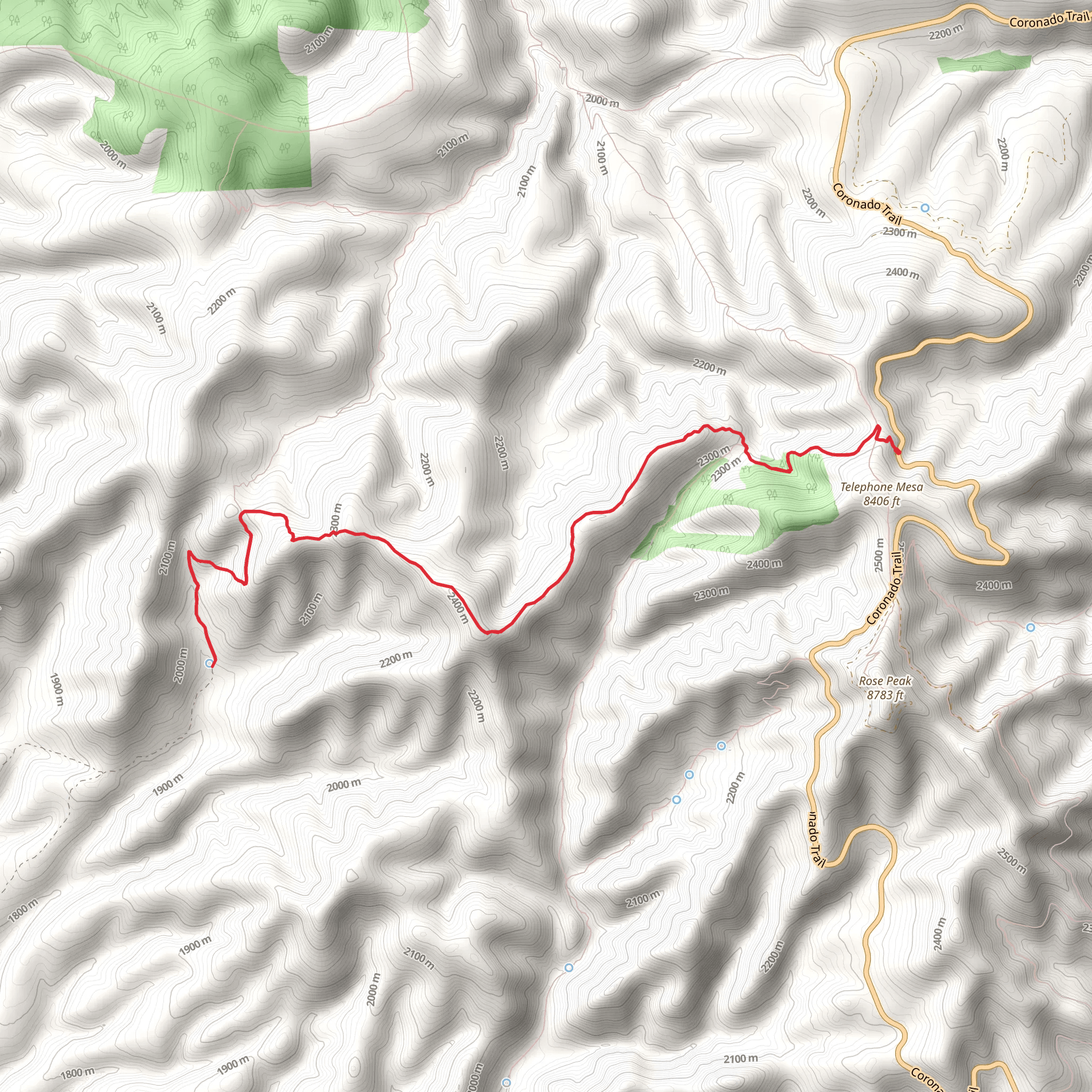 Mud Springs via Robinson Mesa Trail mobile static map
