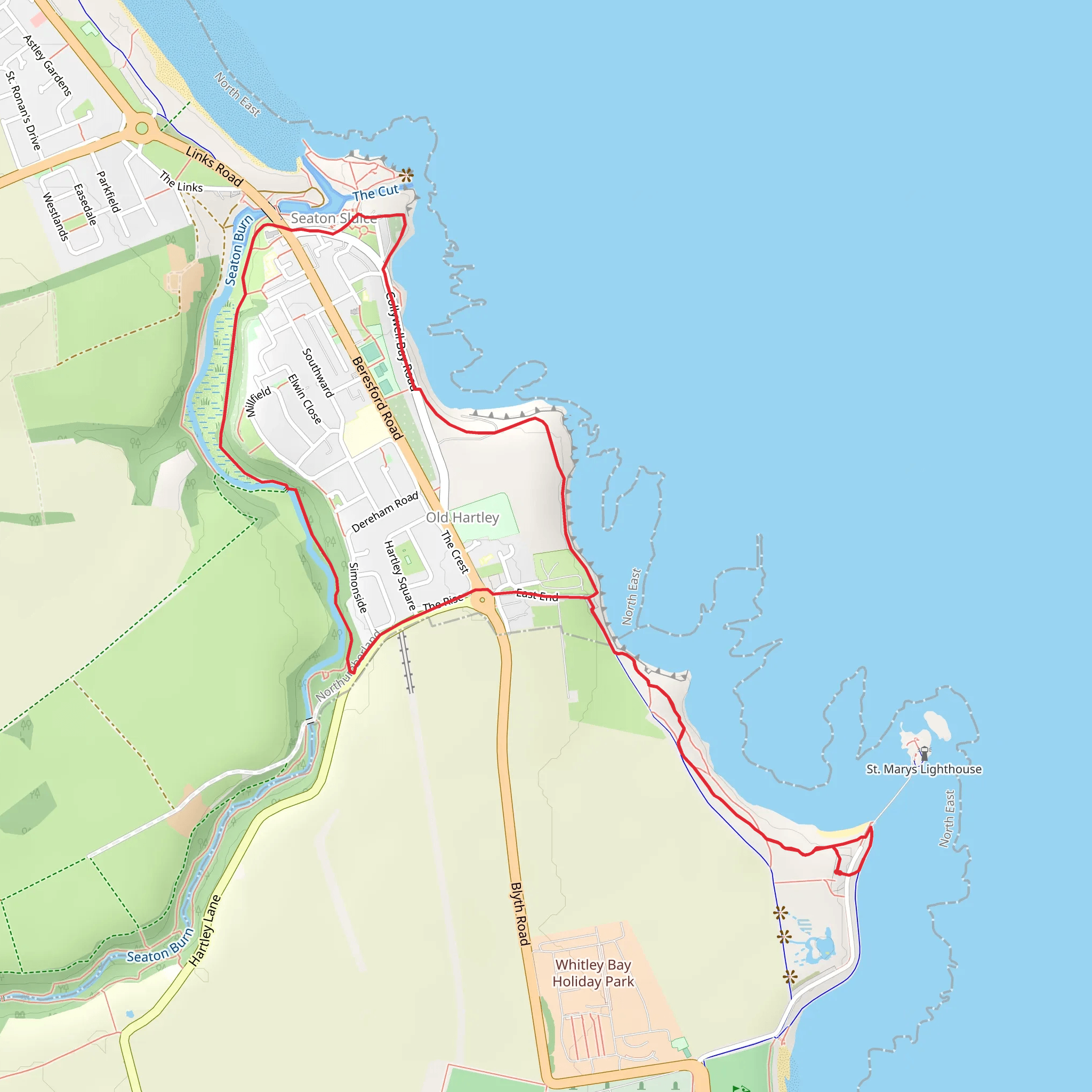 Seaton Sluice Harbour Walk mobile static map