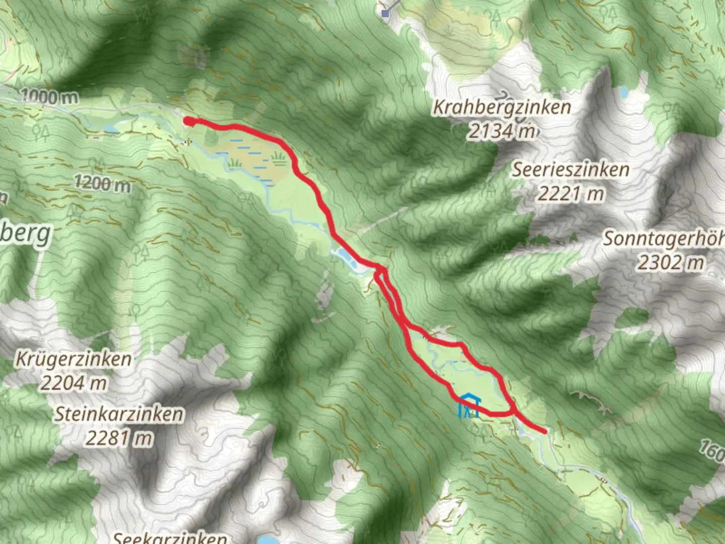 An image depicting the trail Untertal Winter Walk and its surrounding area.