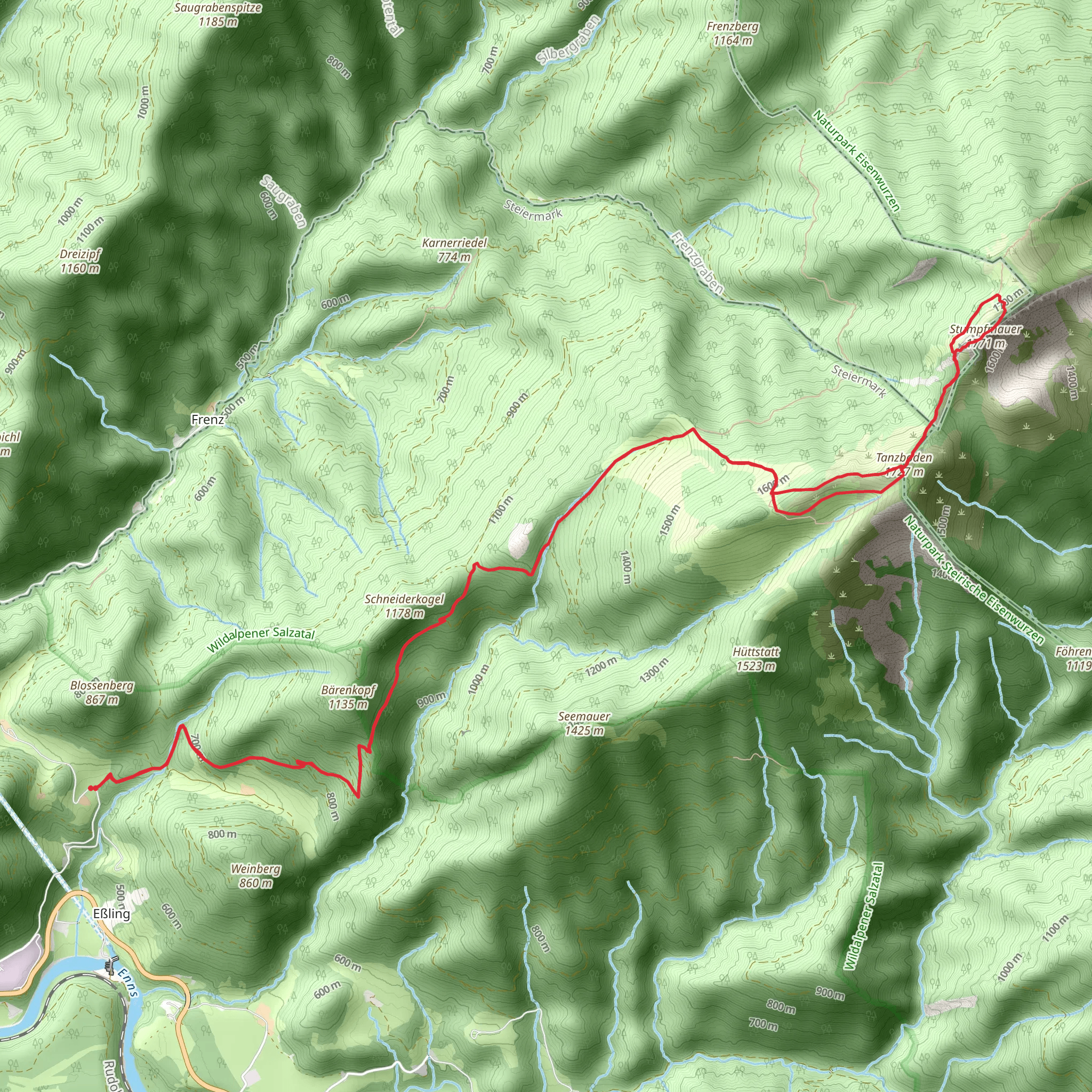 Tanzboden and Stumpfmauer - Voralpe mobile static map