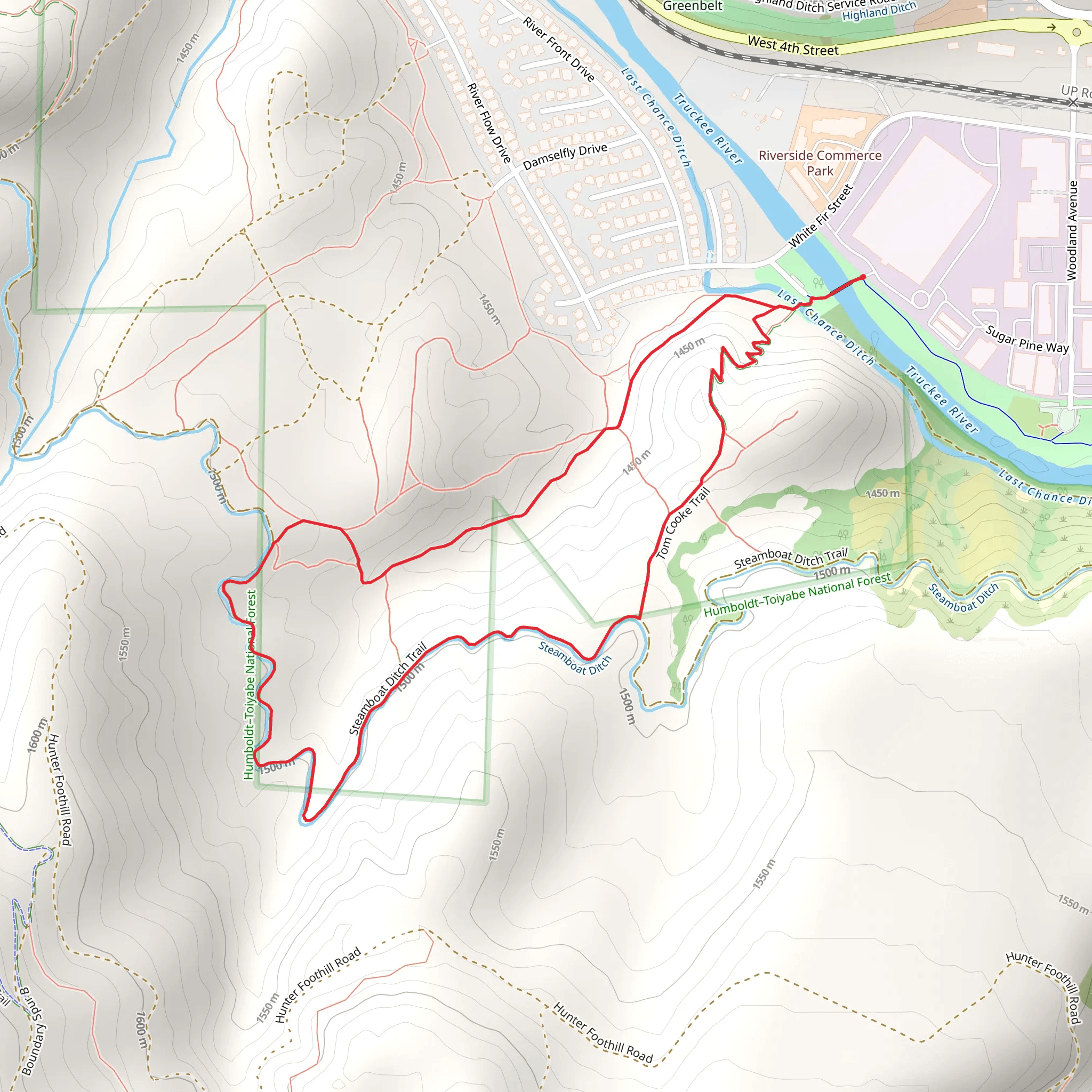 Tom Cooke and Steamboat Ditch Loop Trail - Short mobile static map