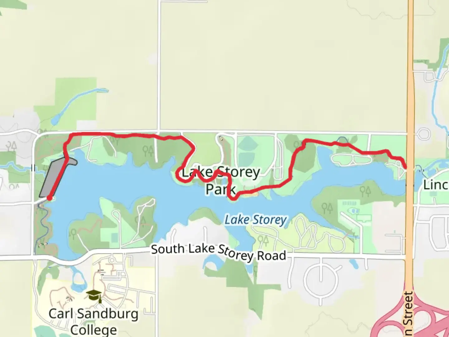 An image depicting the trail Lake Storey North Shore Walk and its surrounding area.