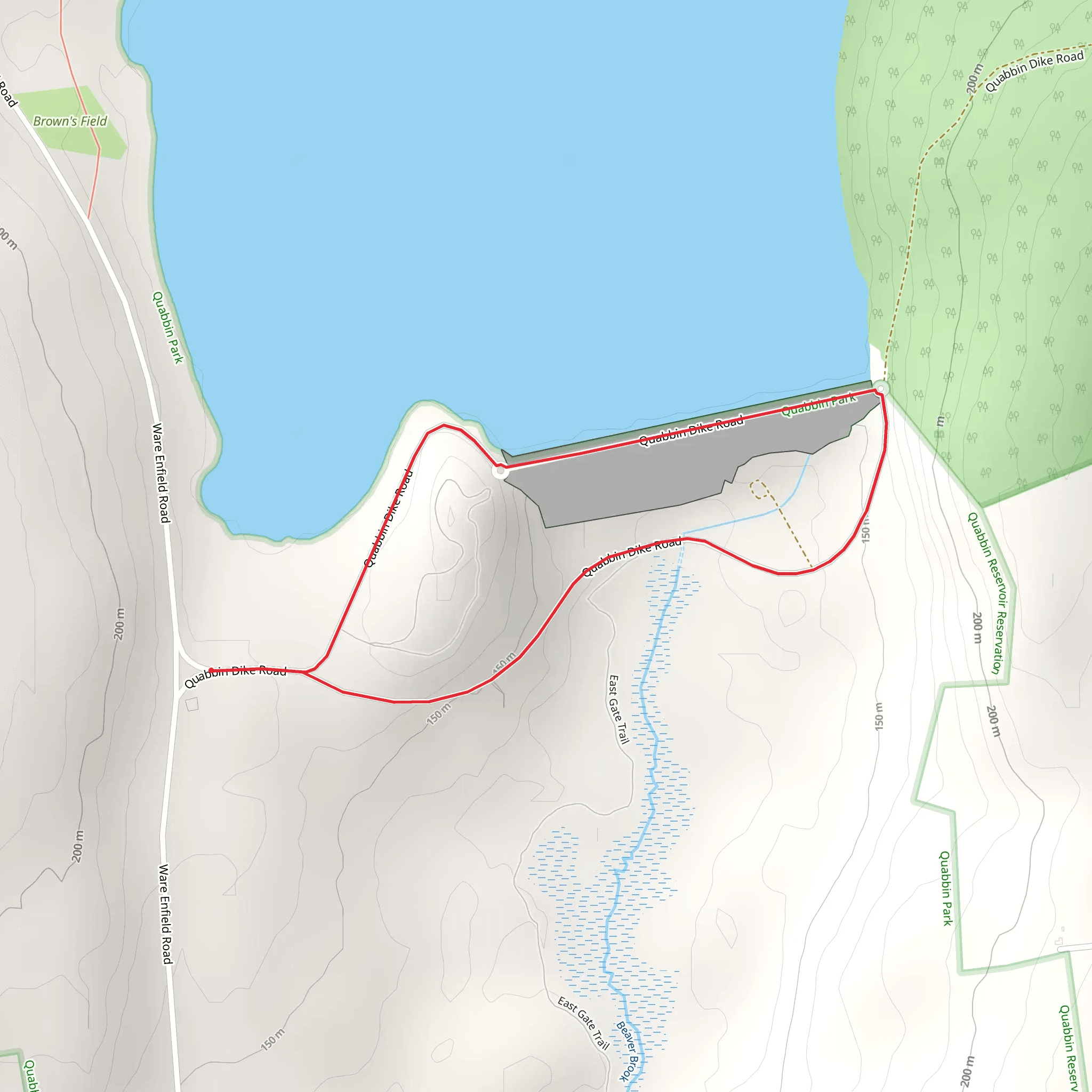 Quabbin Reservoir South Shore Loop Trail mobile static map