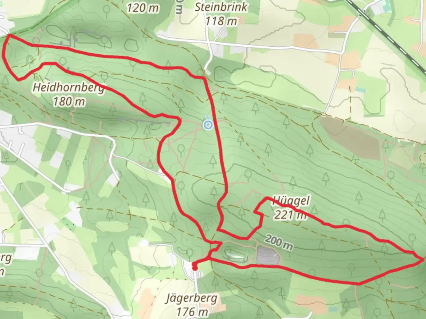 An image depicting the trail Hüggel and Schöne Aussicht Loop via Terra Track and its surrounding area.