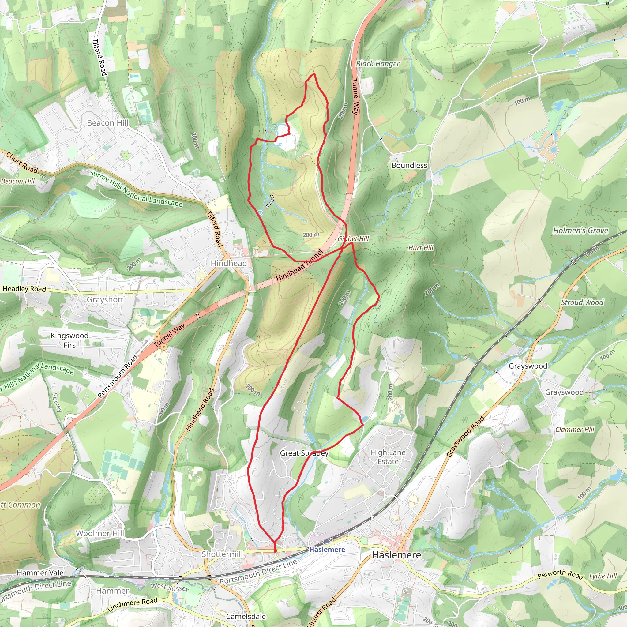 Gibbet Hill and the Devil's Punch Bowl from Haslemere mobile static map