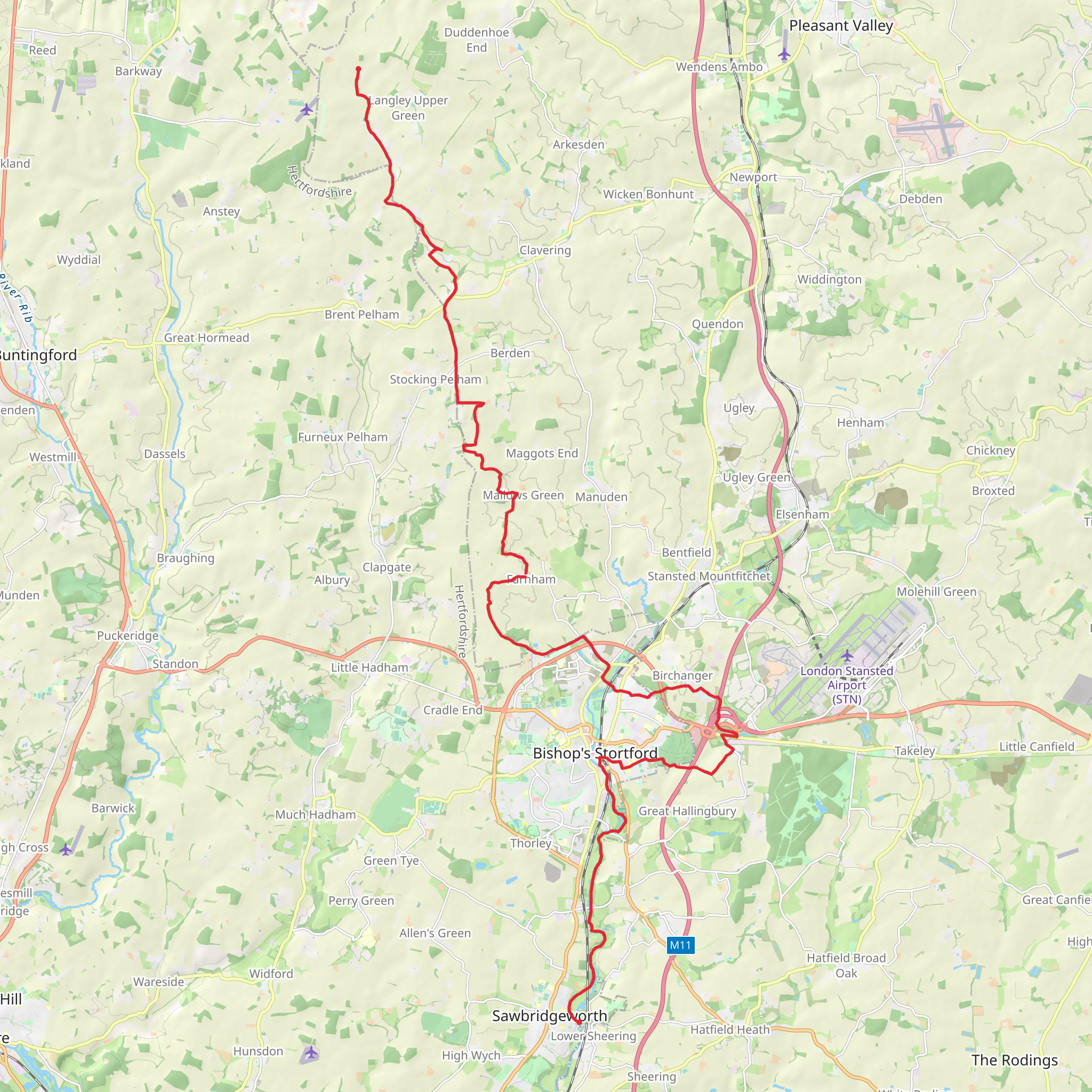 Lasso Essex - Killem's Green to Sawbridgeworth mobile static map