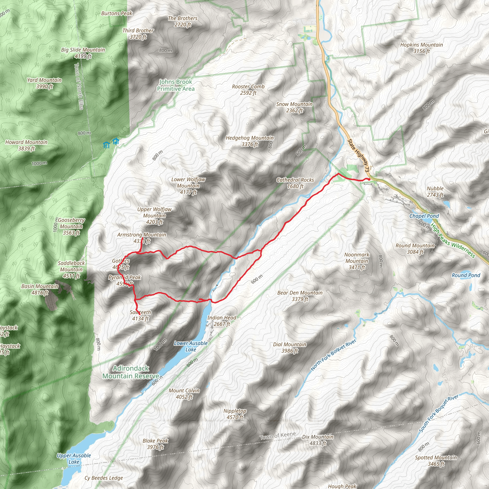 Sawteeth and Armstrong Mountain Loop mobile static map