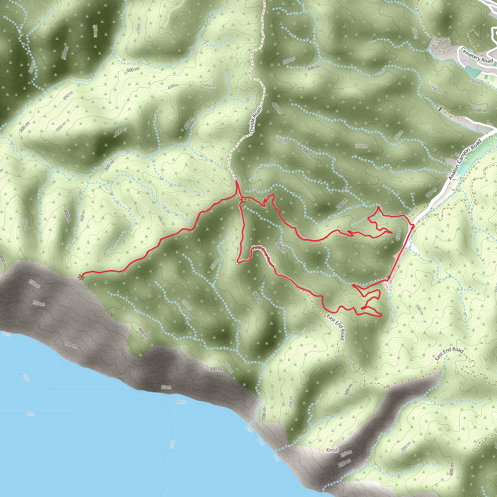 Avalon Canyon Road and Hermit Gulch Loop Trail mobile static map