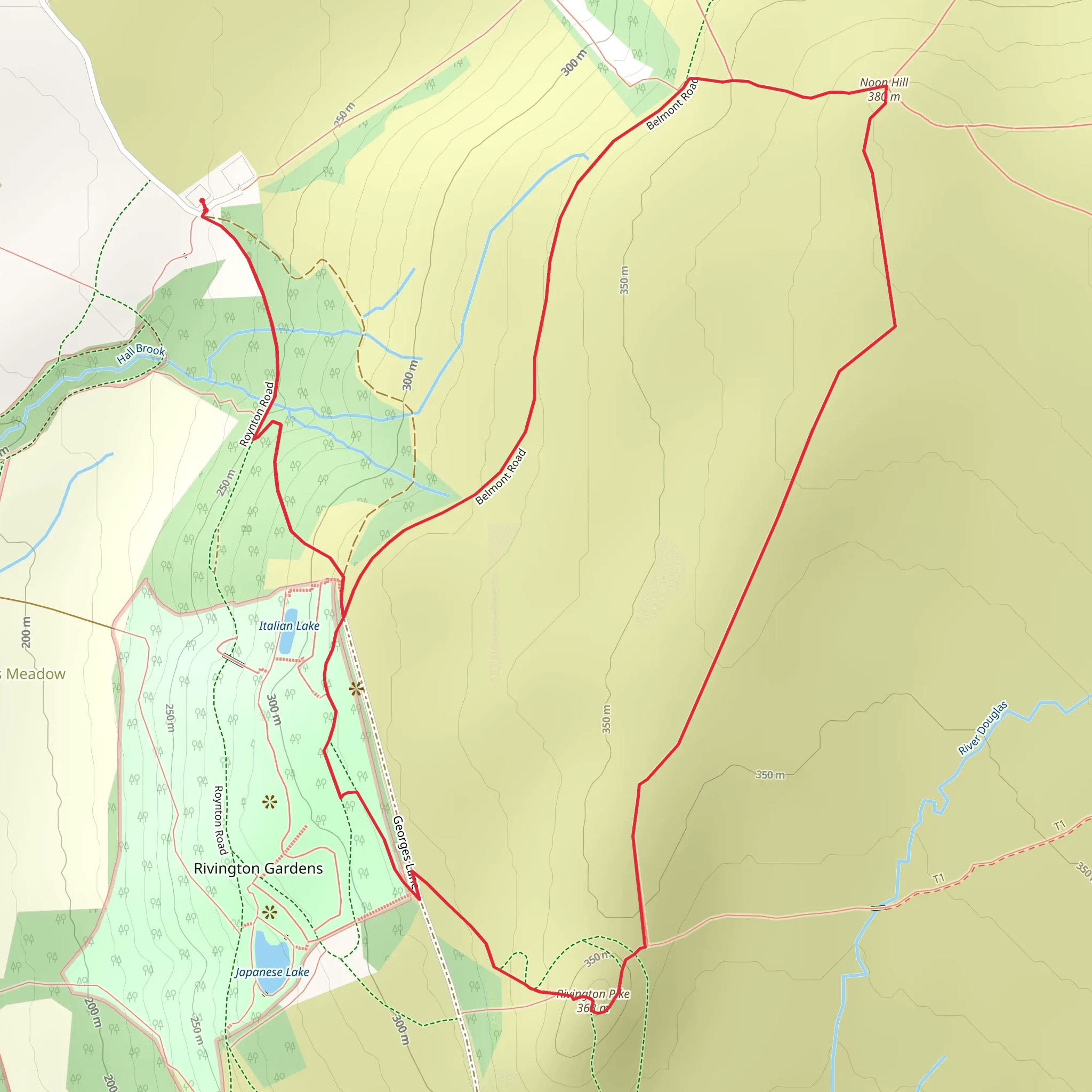 Rivington Pike and Noon Hill Loop mobile static map