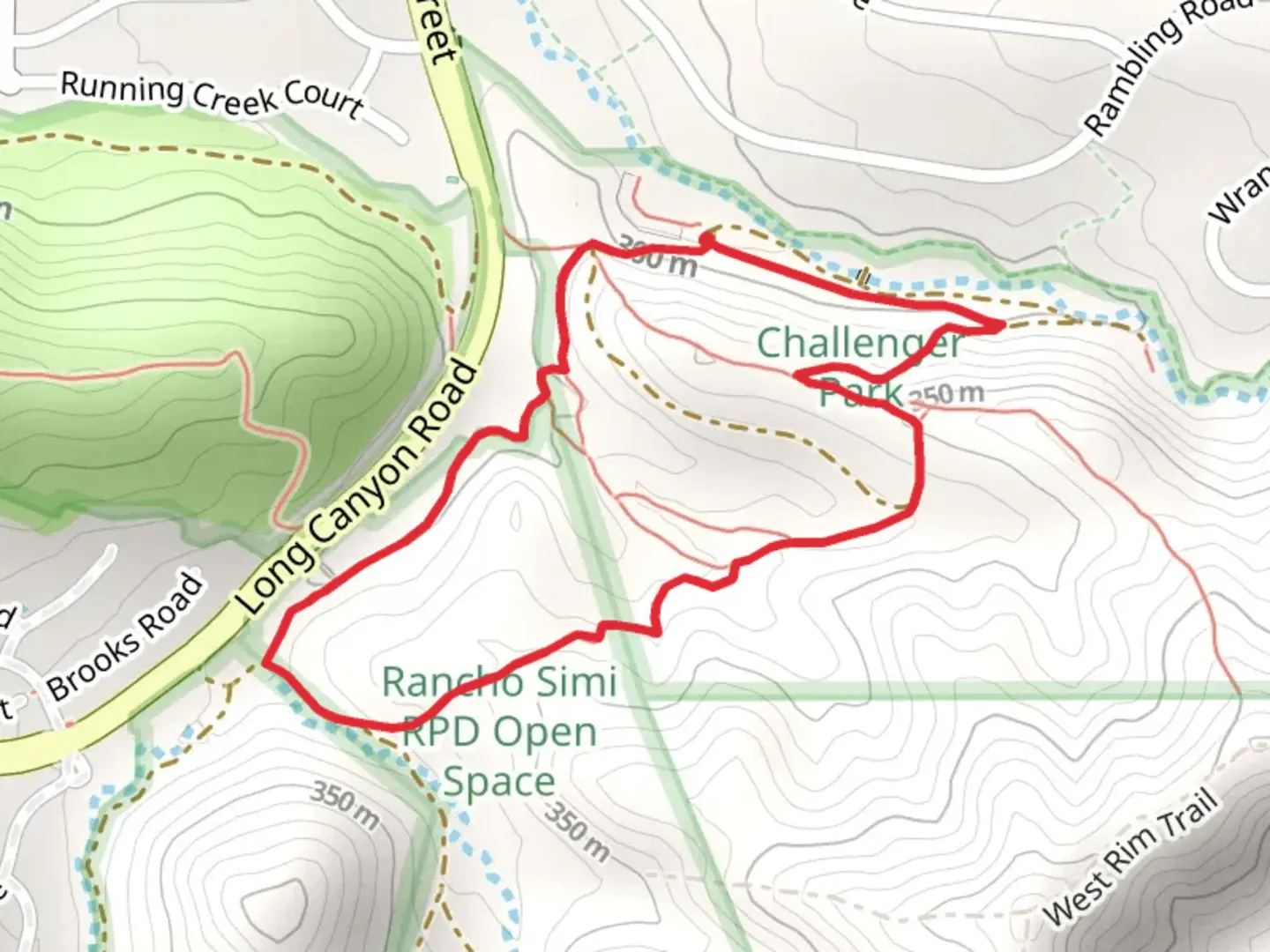 An image depicting the trail Challenger Park and its surrounding area.