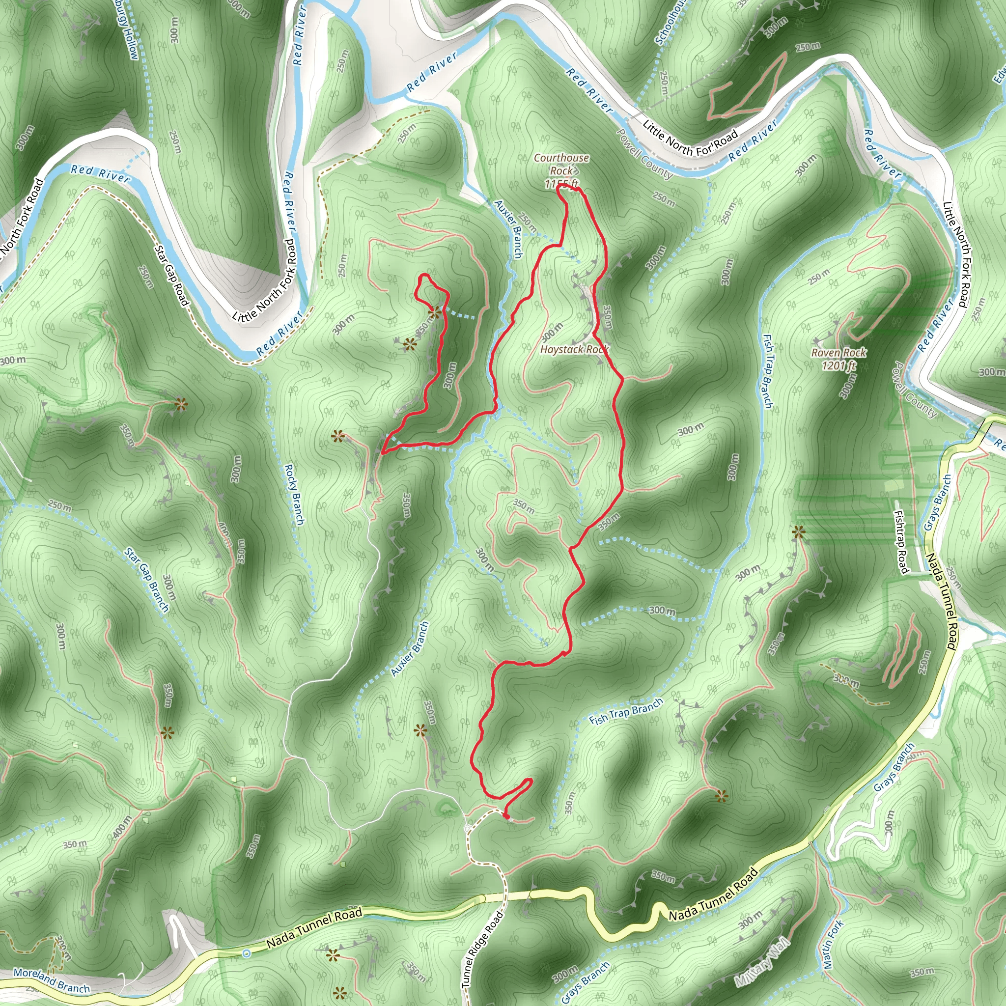 Courthouse Rock and Auxier Ridge Trail - 204 mobile static map