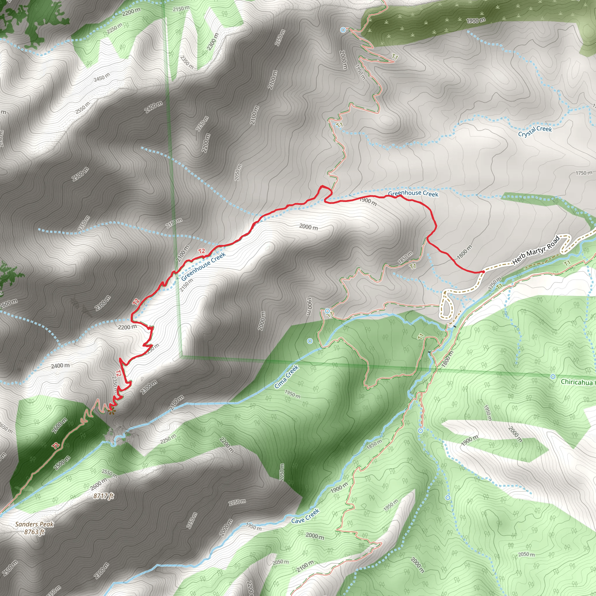 Green House Trail Out and Back mobile static map