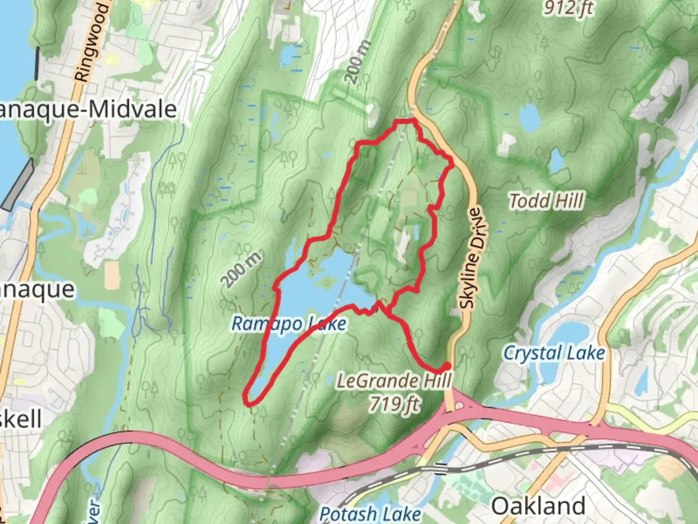 An image depicting the trail MacEvoy, Castle Point and Ramapo Lake Loop Trail and its surrounding area.