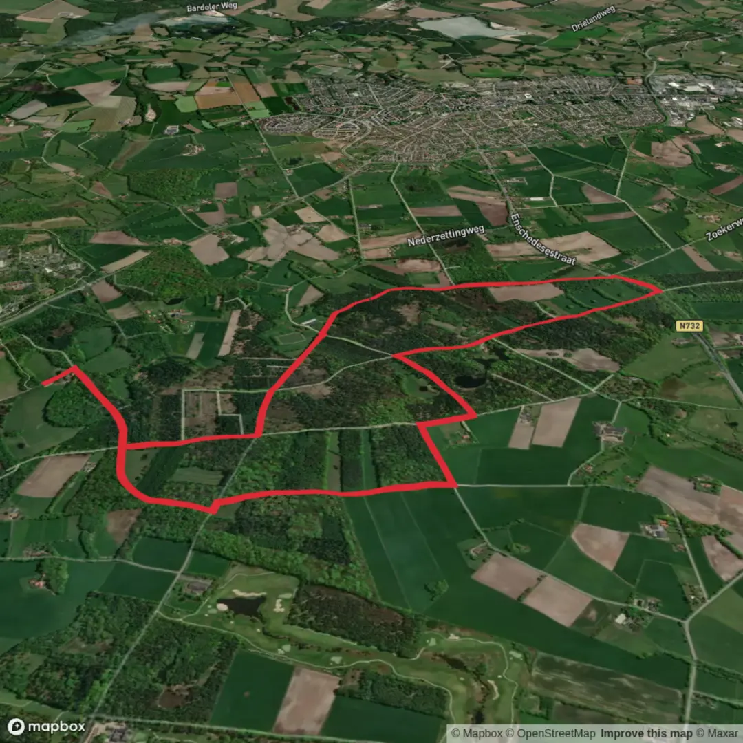 An image depicting the trail Noaberpad and Hillingenpad Loop and its surrounding area.