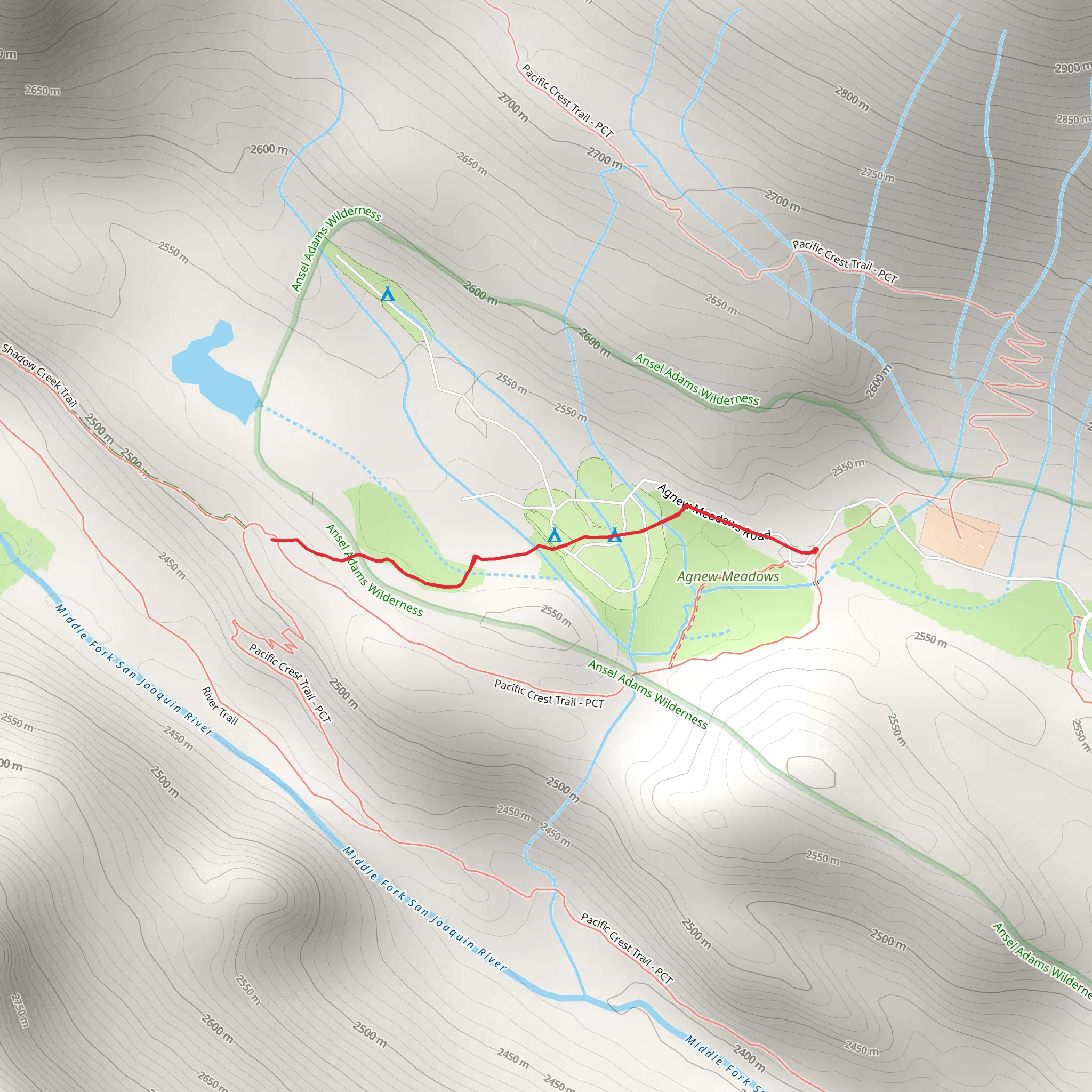 Agnew Meadows Campground Trail mobile static map