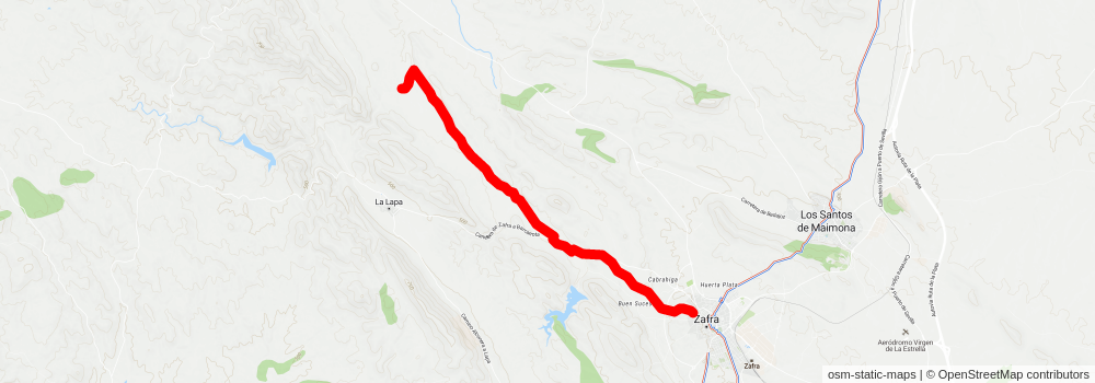 Zafra to Puente Llorente Bridge PR BA 155 stage 2 Map