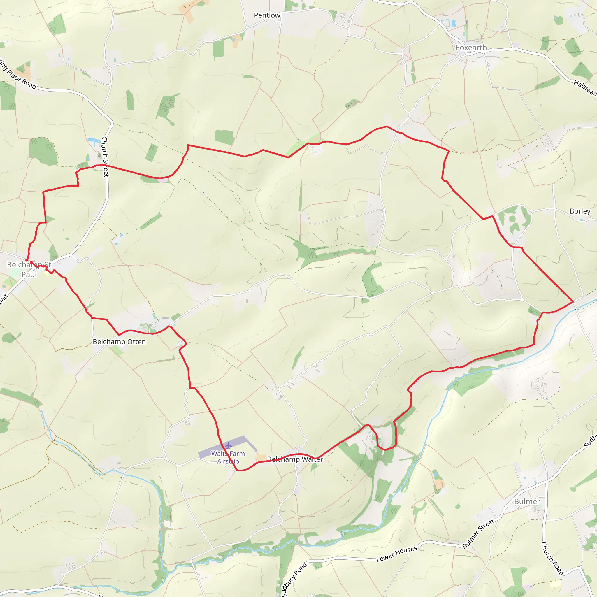 Belchamp St Paul and Belchamp Walter Loop mobile static map