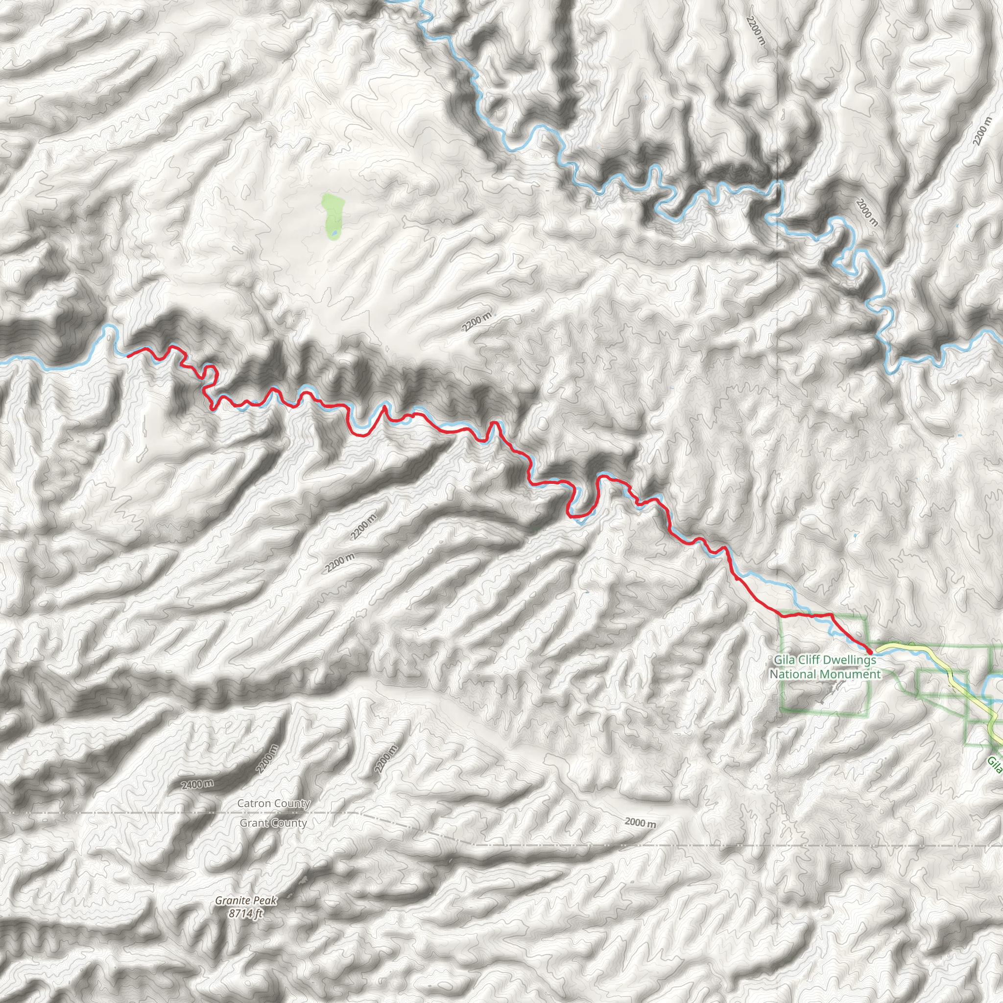 West Fork Gila River via Grand Enchantment Trail mobile static map