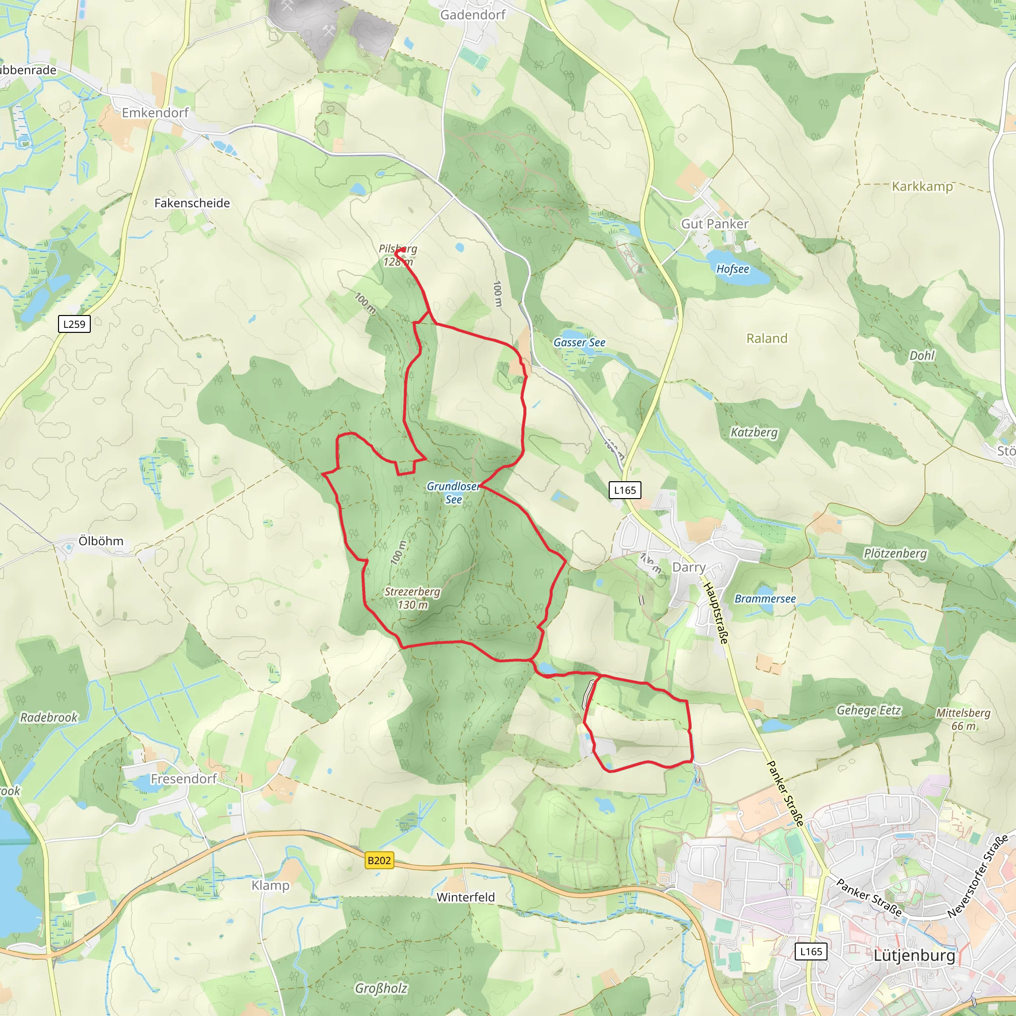 Froschkonzertlaube and Grosssteingrab Panker via Streetzer Berge mobile static map