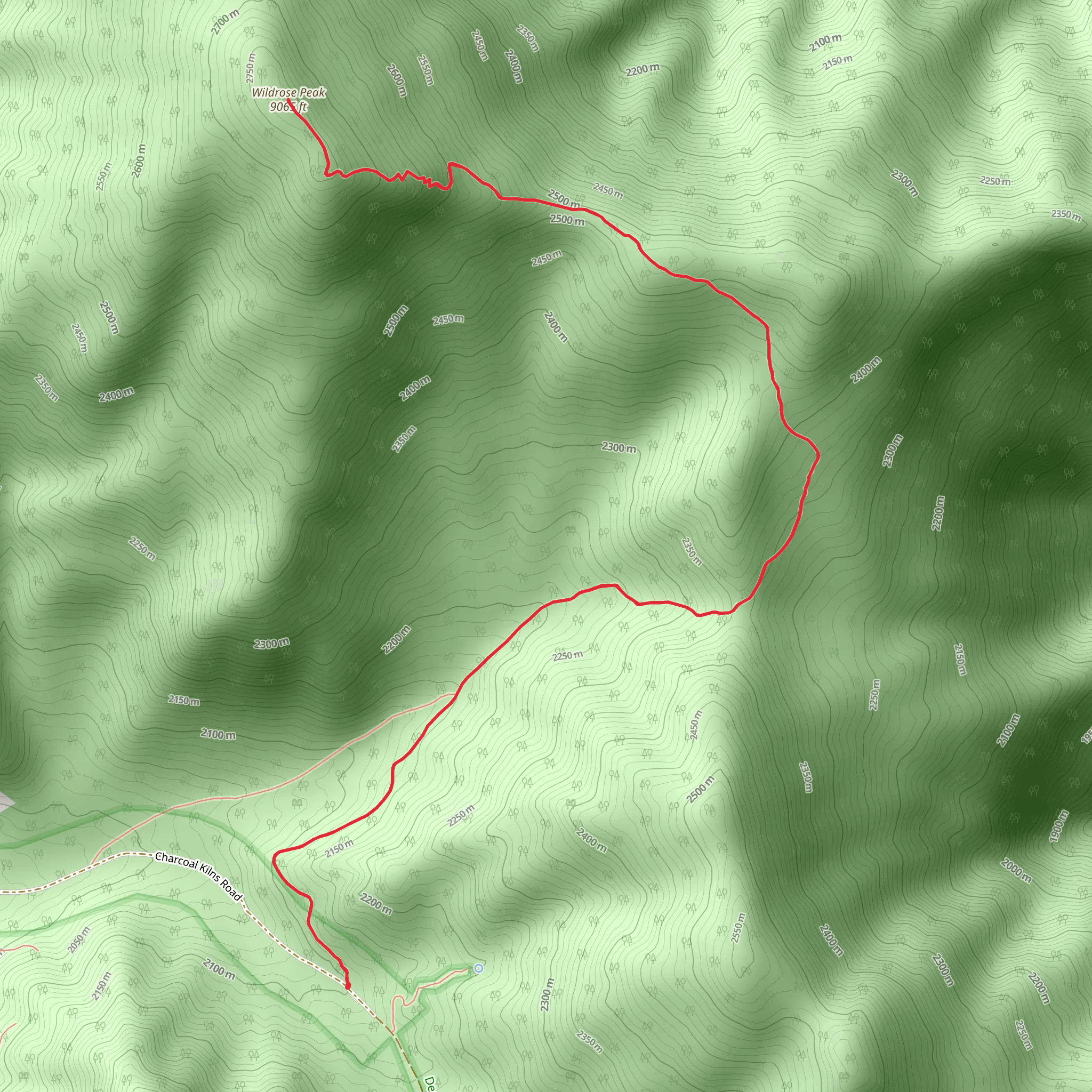 Wildrose Peak Trail mobile static map