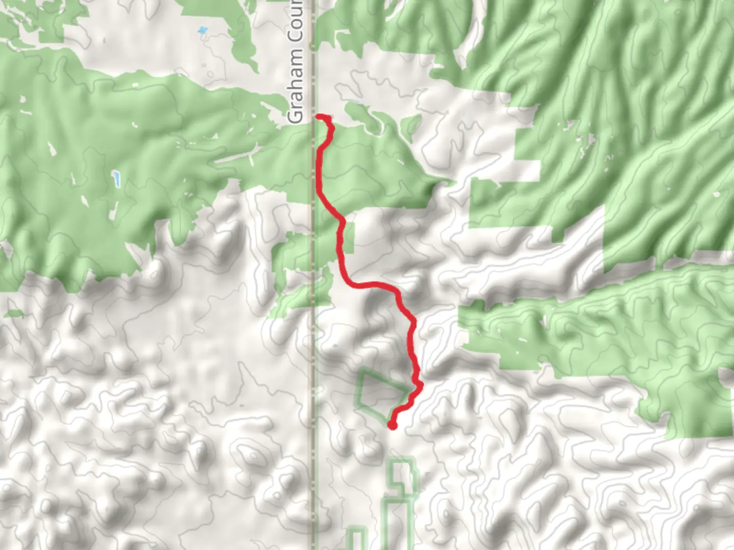 An image depicting the trail Coyote and Squirrel Canyon Trail from Honeymoon Campground and its surrounding area.