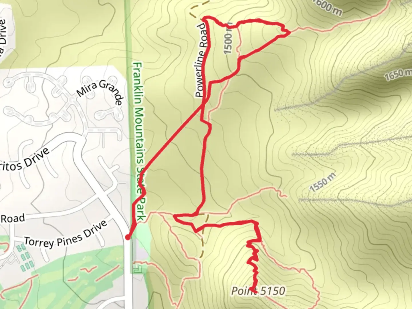 An image depicting the trail Point 5150 and its surrounding area.