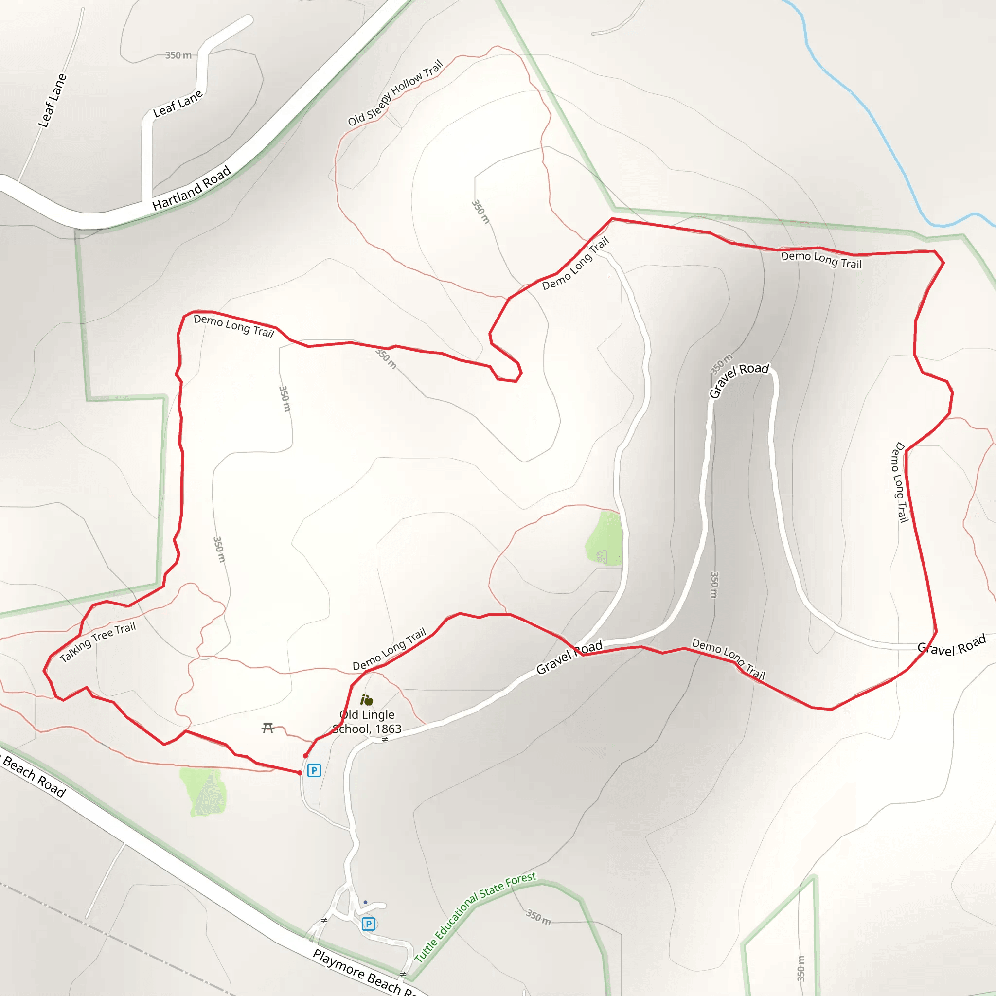 Talking Tree Trail and Demo Long Loop Trail mobile static map