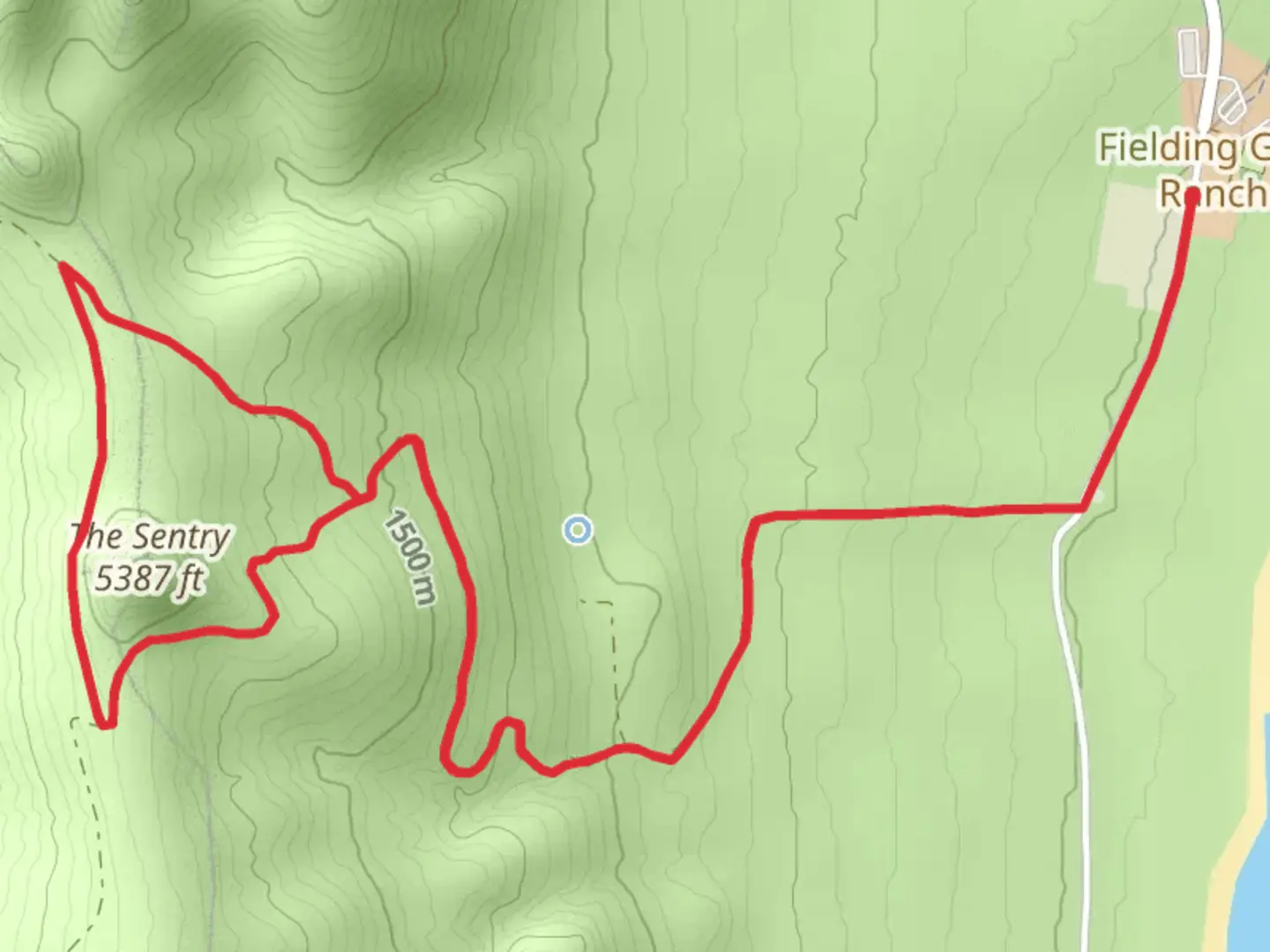 An image depicting the trail The Sentry Loop and its surrounding area.