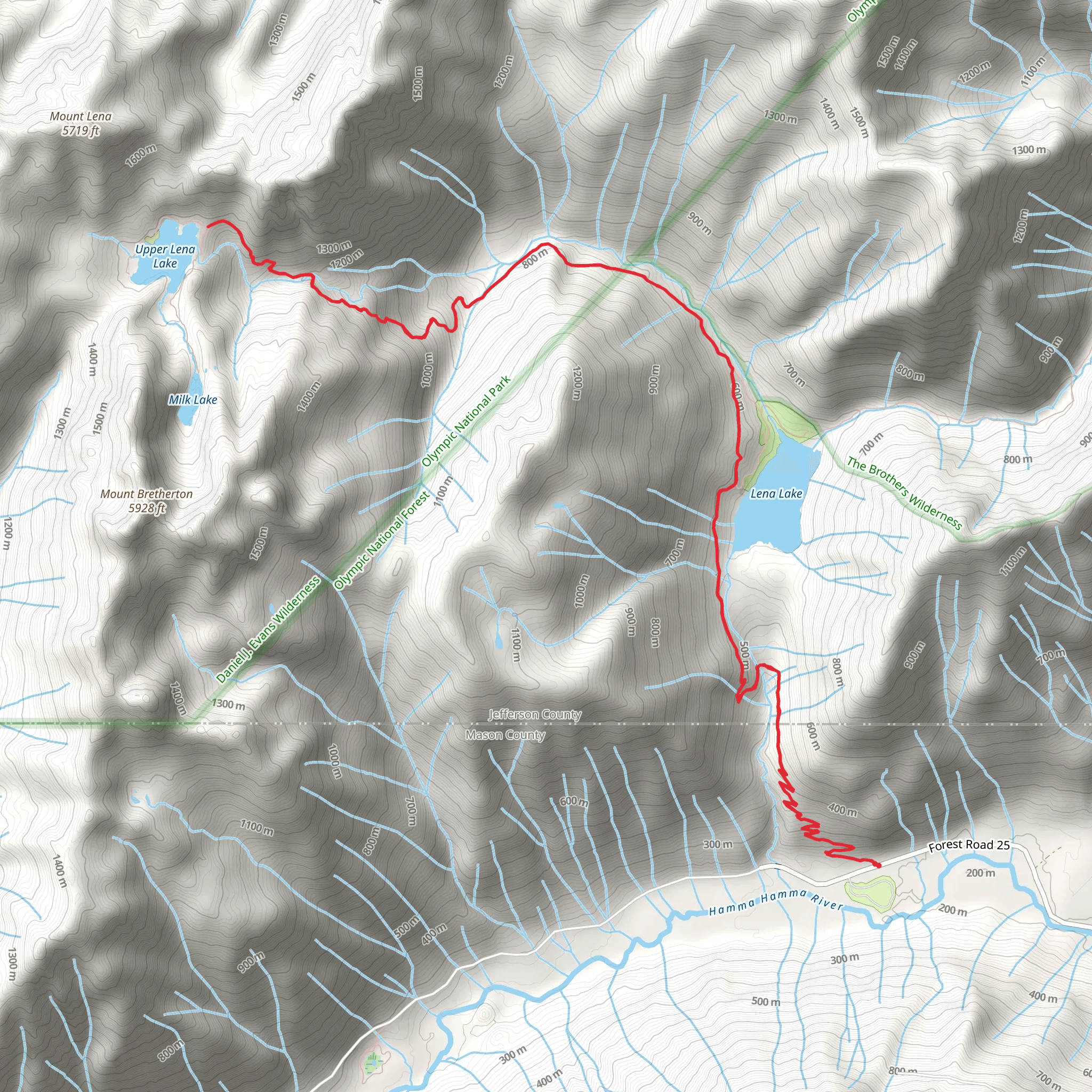 Upper Lena Lake Trail mobile static map