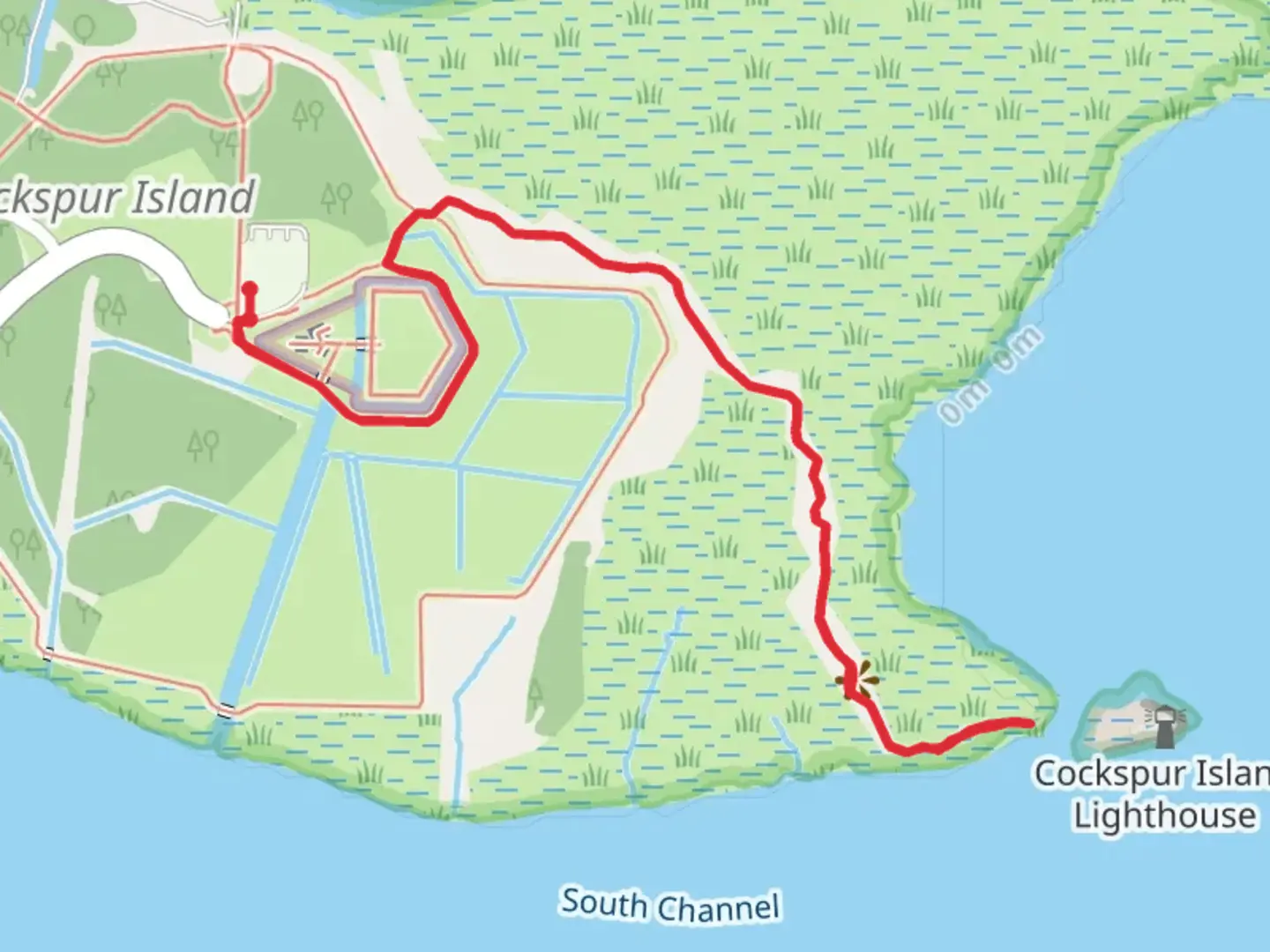 An image depicting the trail Fort Perimeter and Lighthouse Trail and its surrounding area.