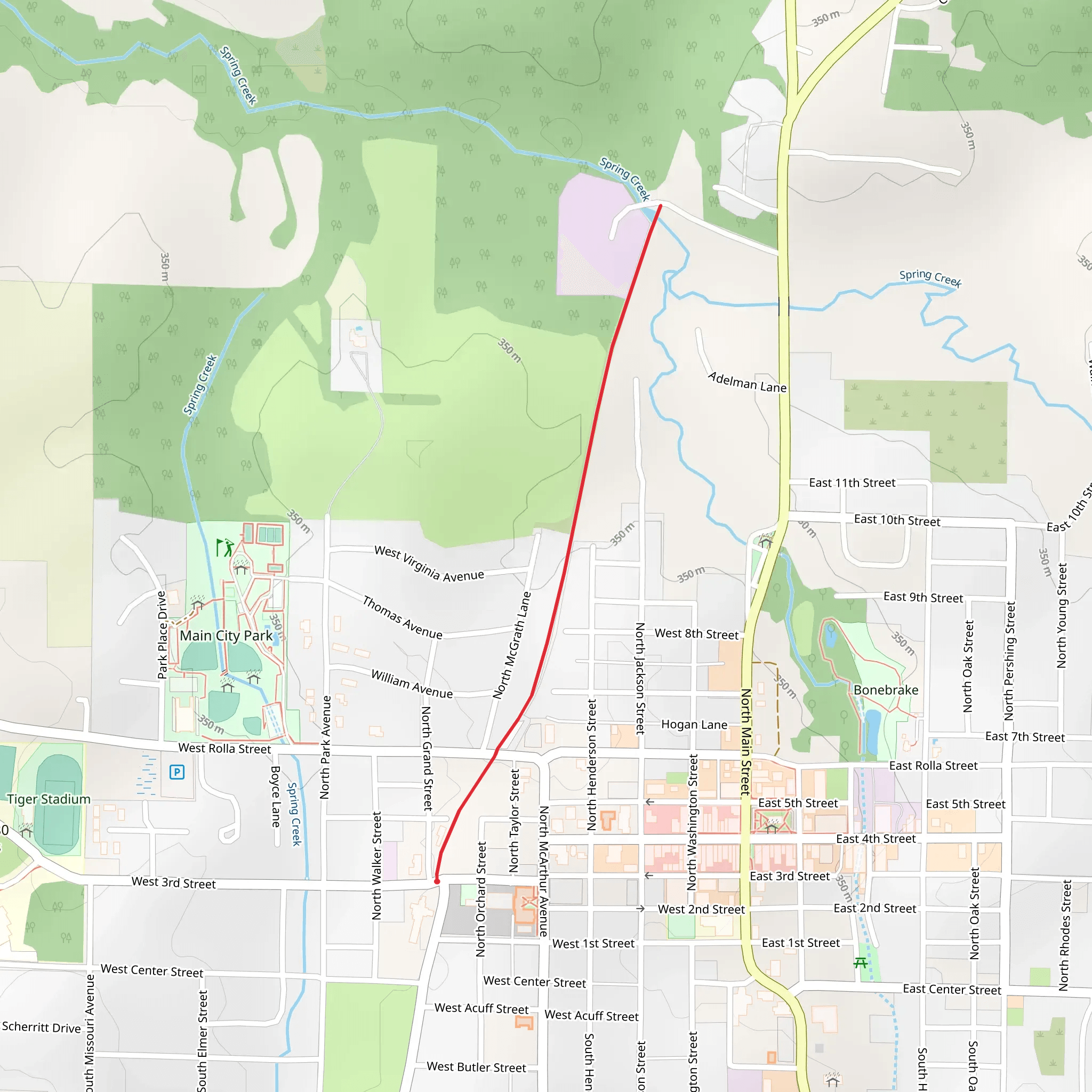 Spring Creek from West 3rd Street mobile static map