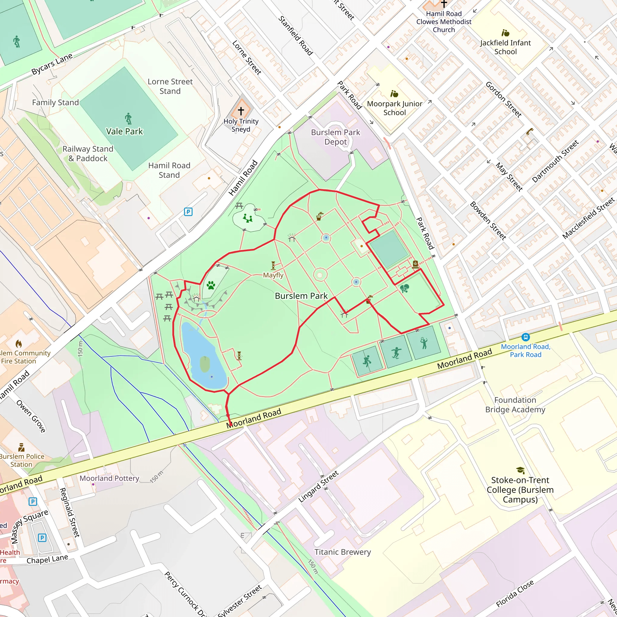 Burslem Park Loop mobile static map