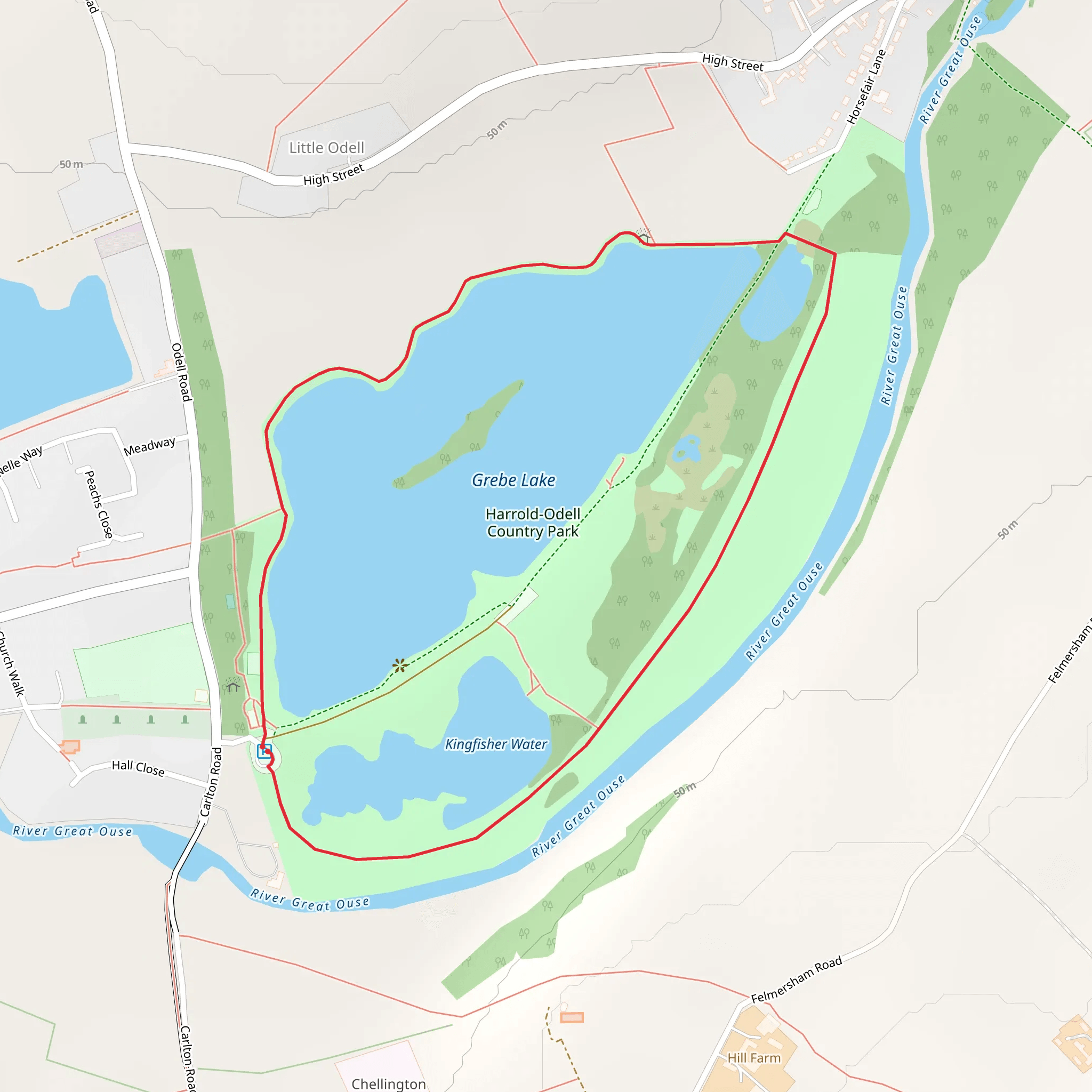 Harrold Odell Country Park Short Loop mobile static map