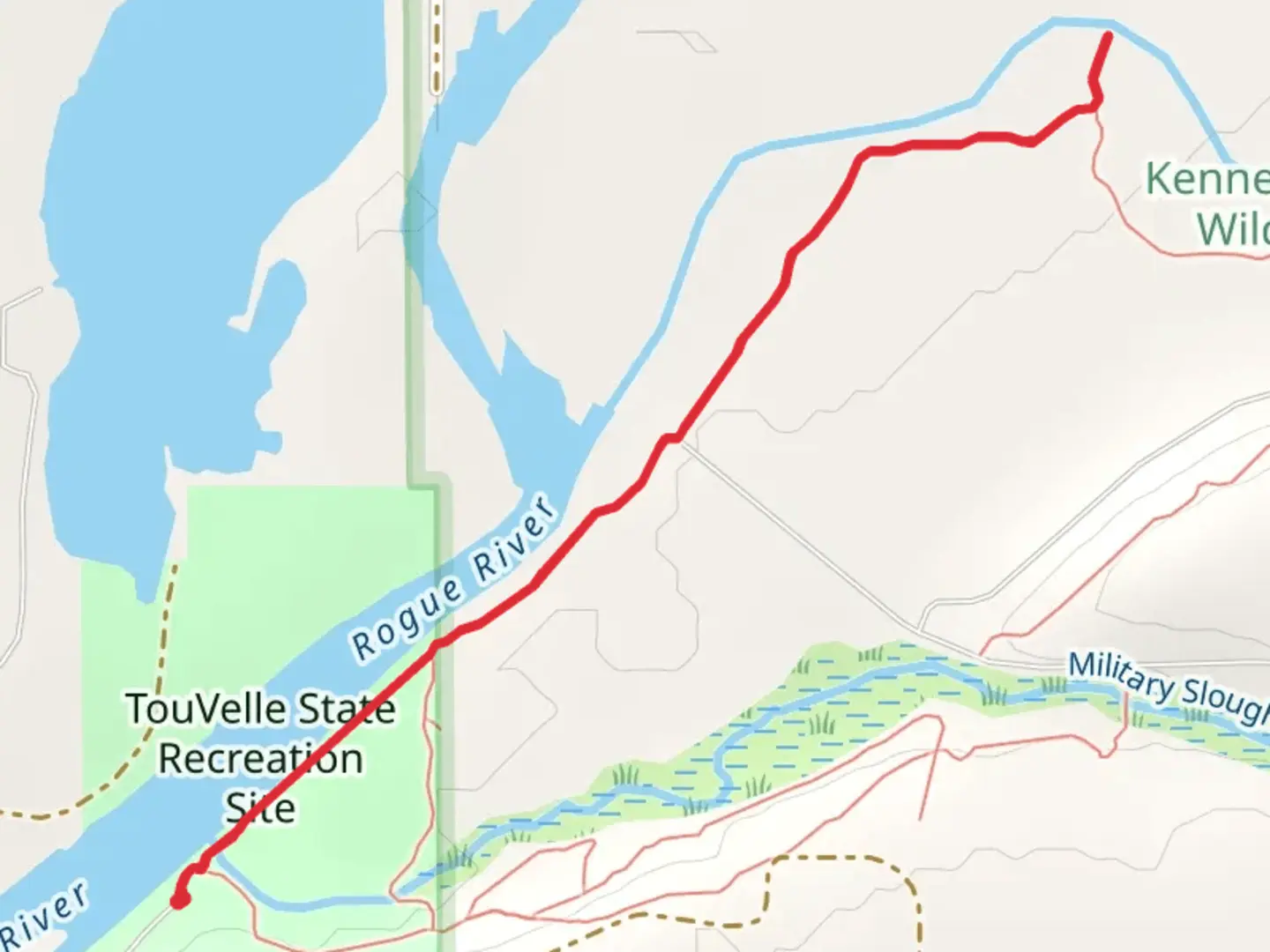 An image depicting the trail Rogue River and Little Butte Creek and its surrounding area.