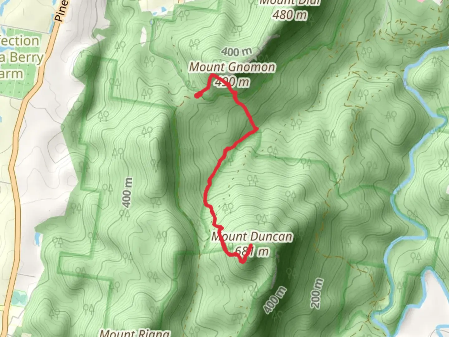 An image depicting the trail Mount Duncan Track and its surrounding area.