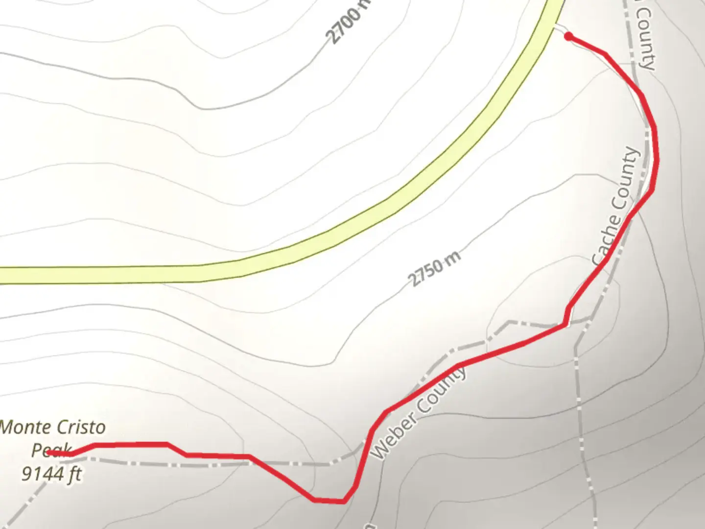 An image depicting the trail Monte Cristo Peak and its surrounding area.